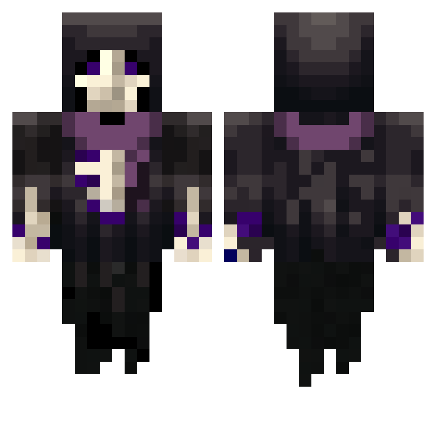 TheWrongMensch Minecraft skin, front and back view