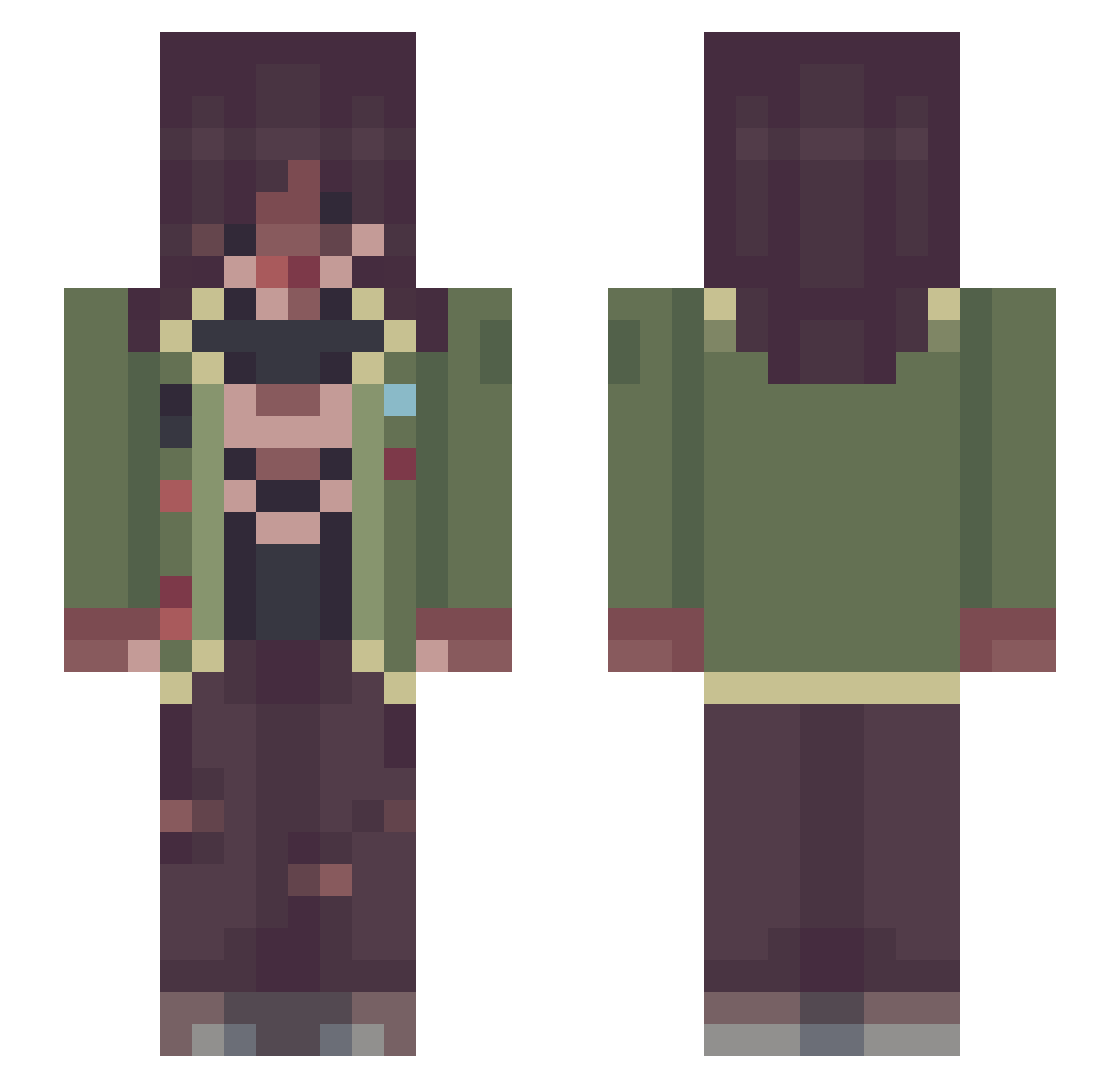 diefakemono Minecraft skin, front and back view