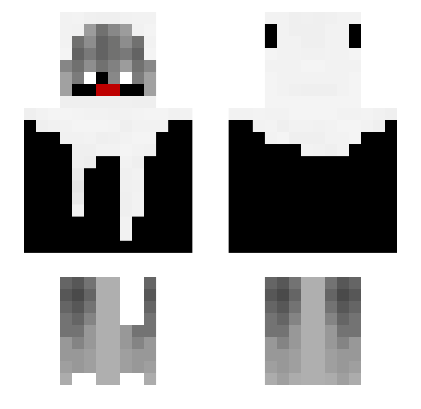 TvvoThousqhd Minecraft skin, front and back view