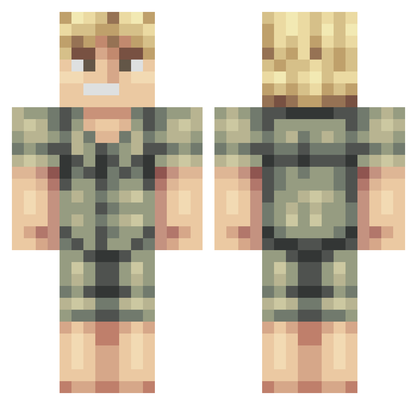Triniak Minecraft skin, front and back view