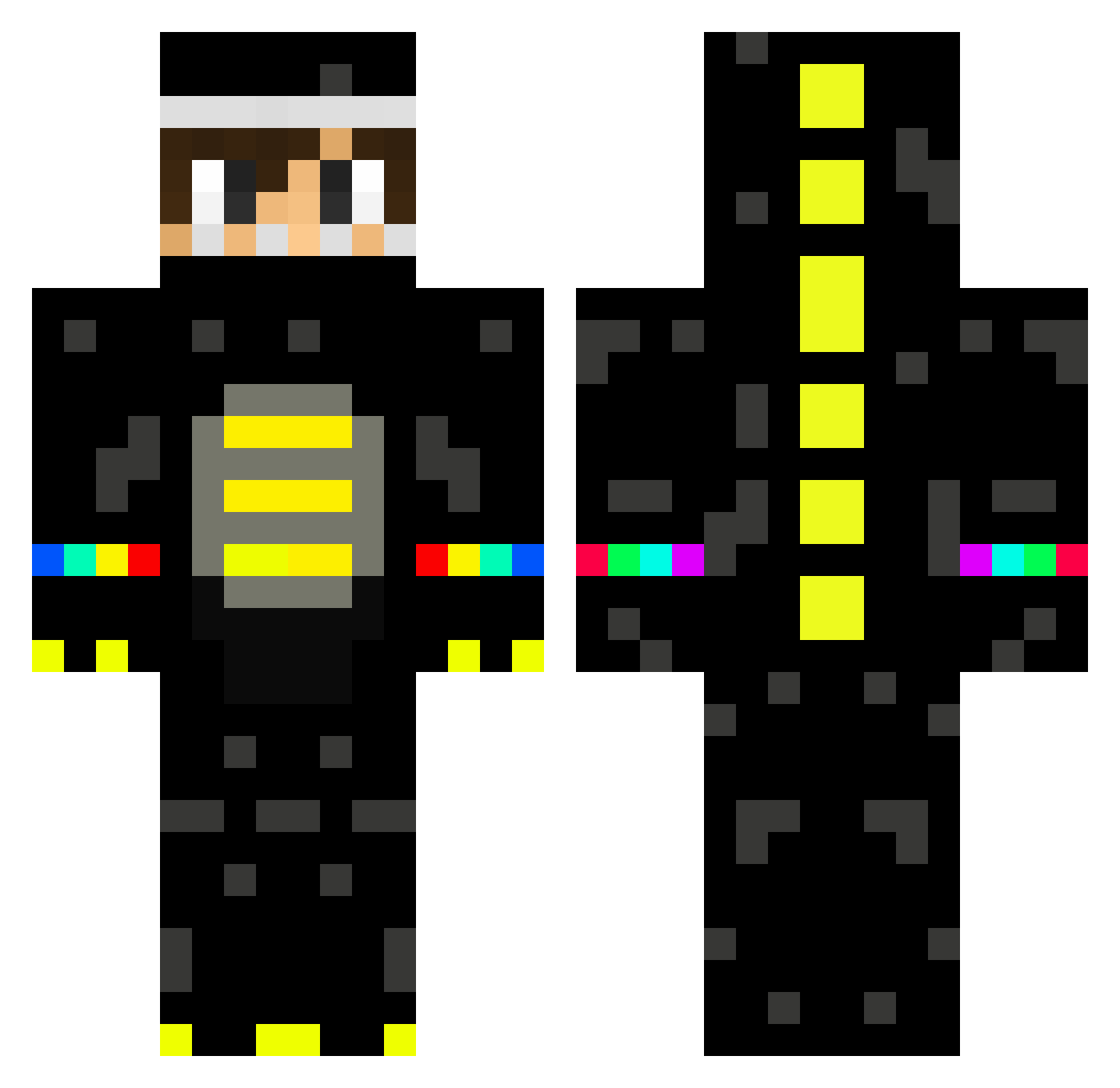 Progresses Minecraft skin, front and back view