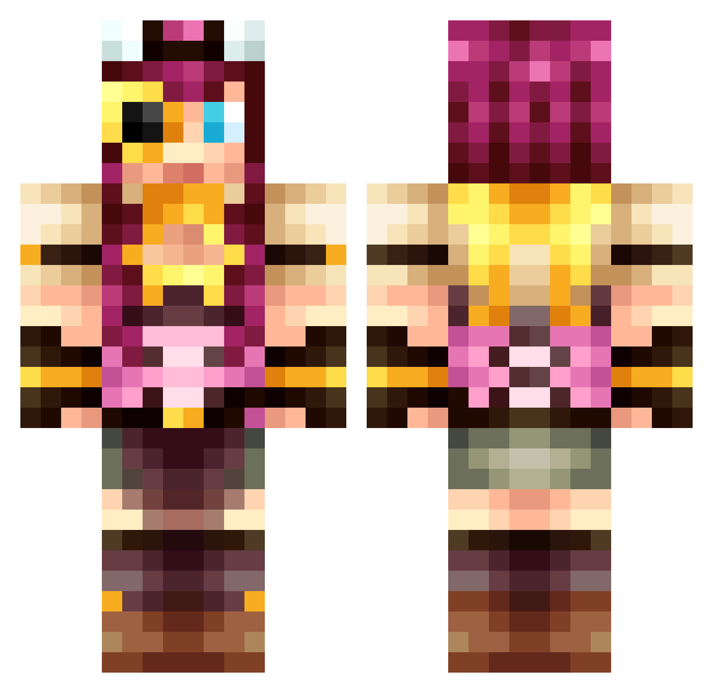 Hilary Minecraft skin, front and back view