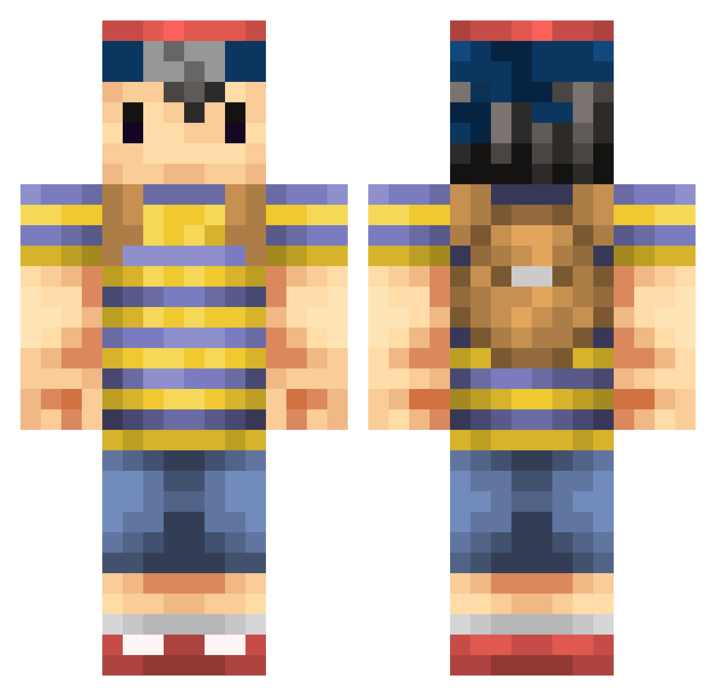 Enotic64 Minecraft skin, front and back view