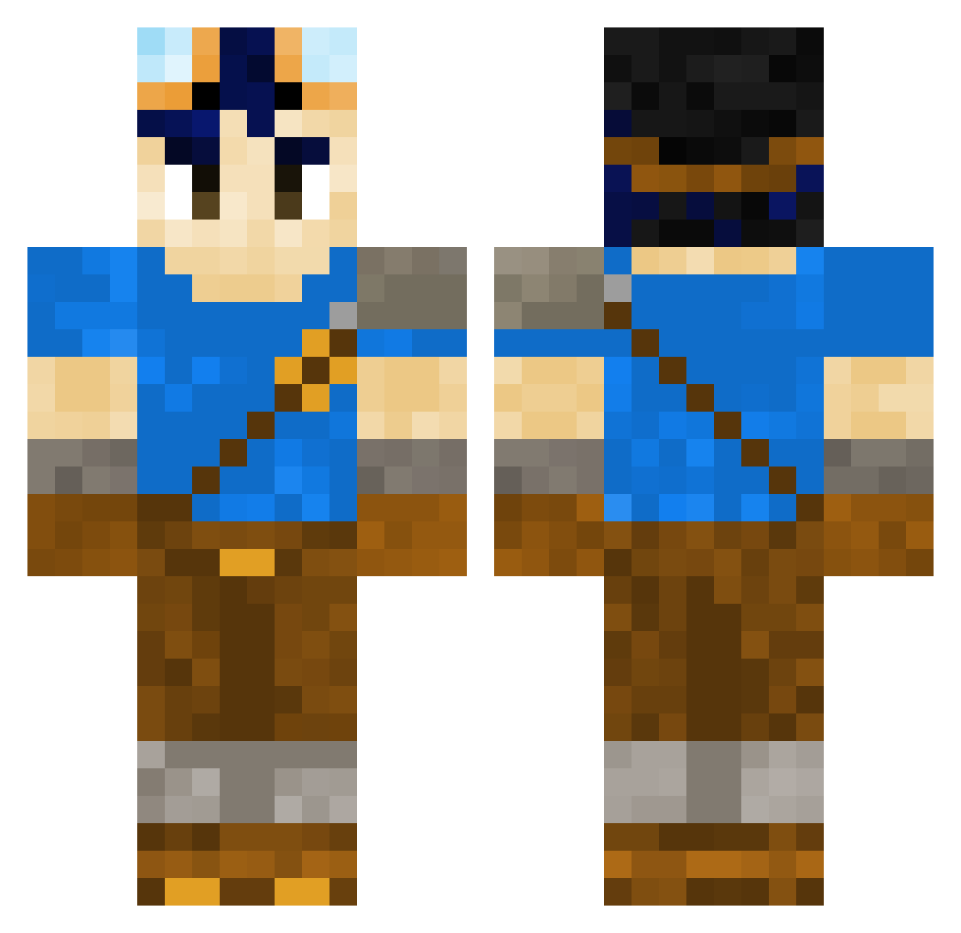 RustyLawnMower Minecraft skin, front and back view