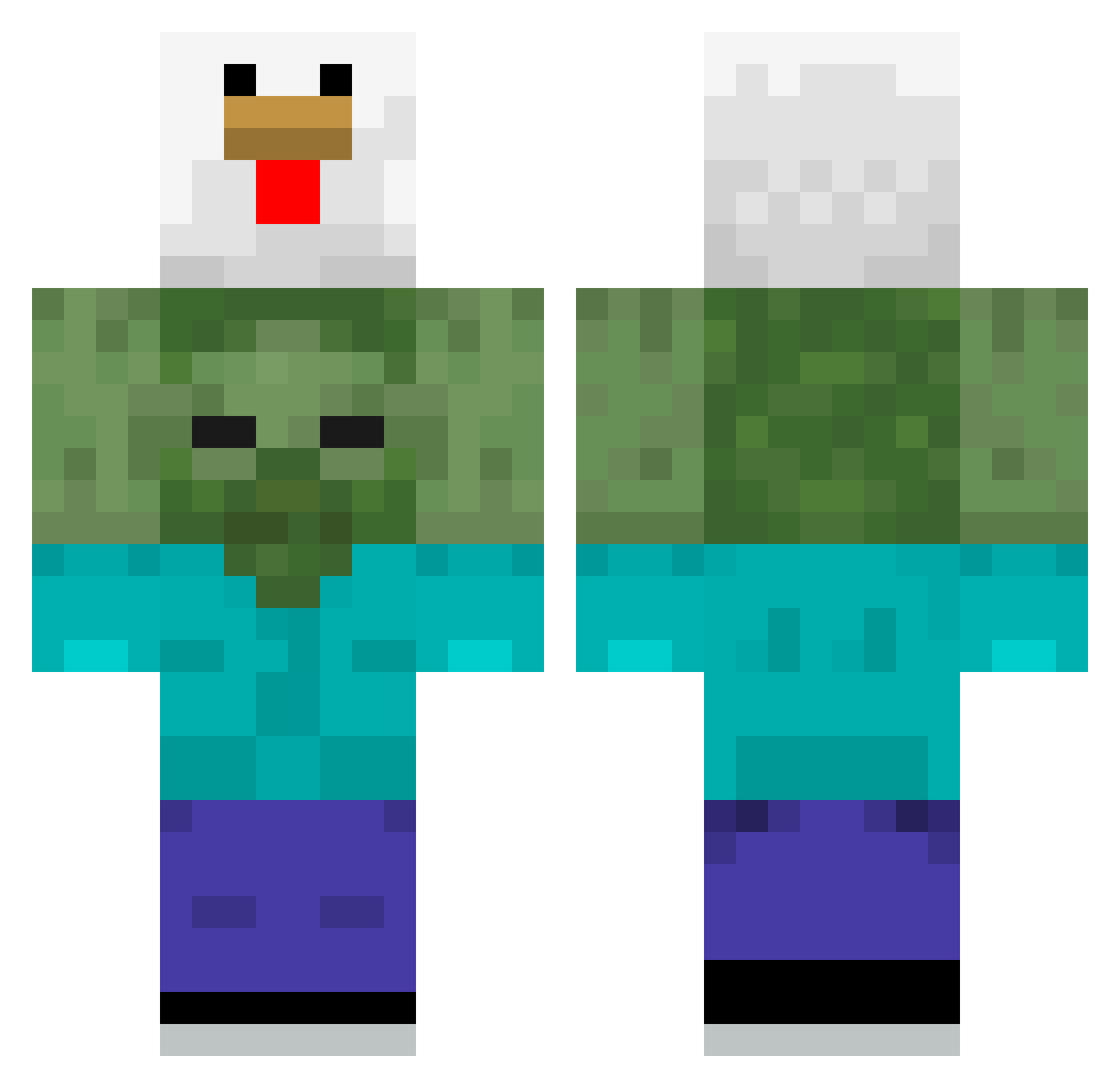 Tunasub42 Minecraft skin, front and back view