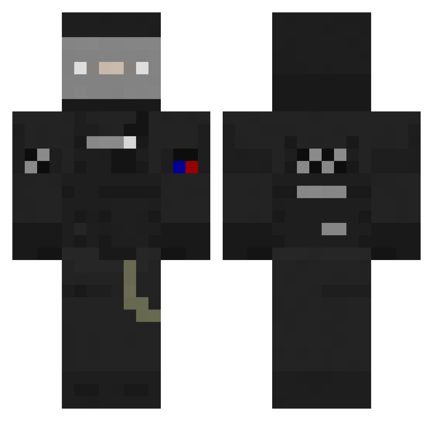 Raelito974 Minecraft skin, front and back view