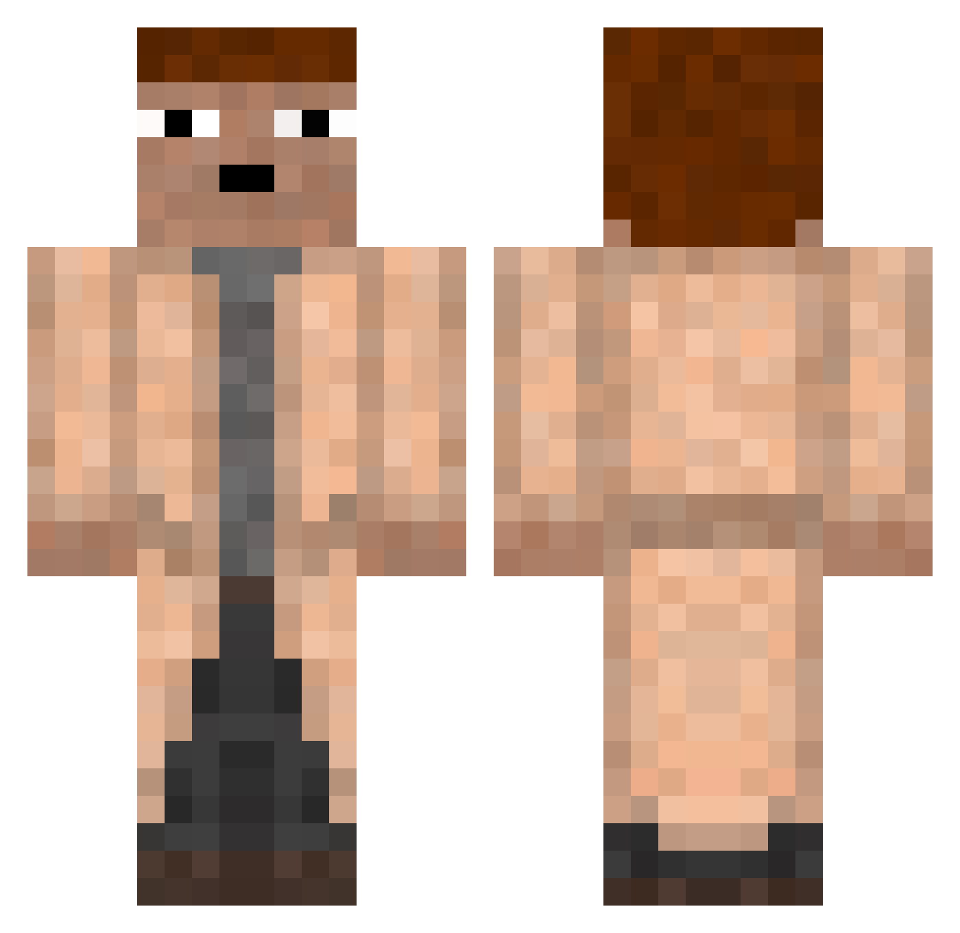 RickAsley Minecraft skin, front and back view