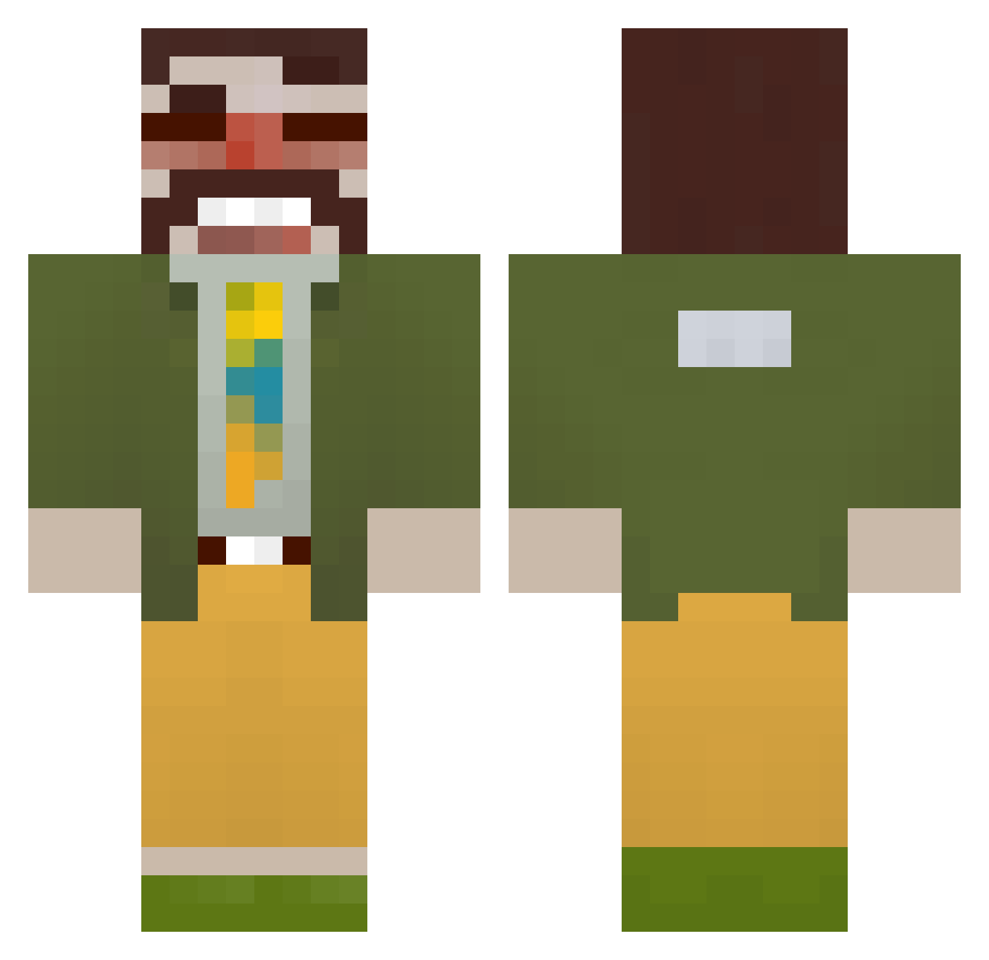 tykieh Minecraft skin, front and back view