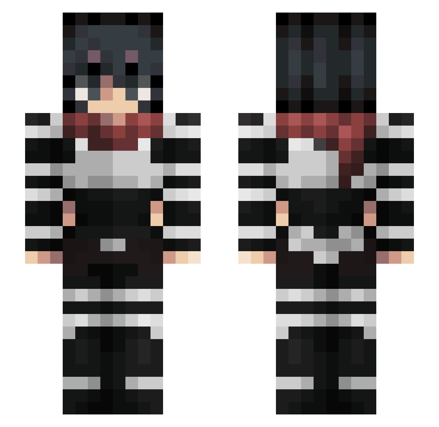 foxxee Minecraft skin, front and back view