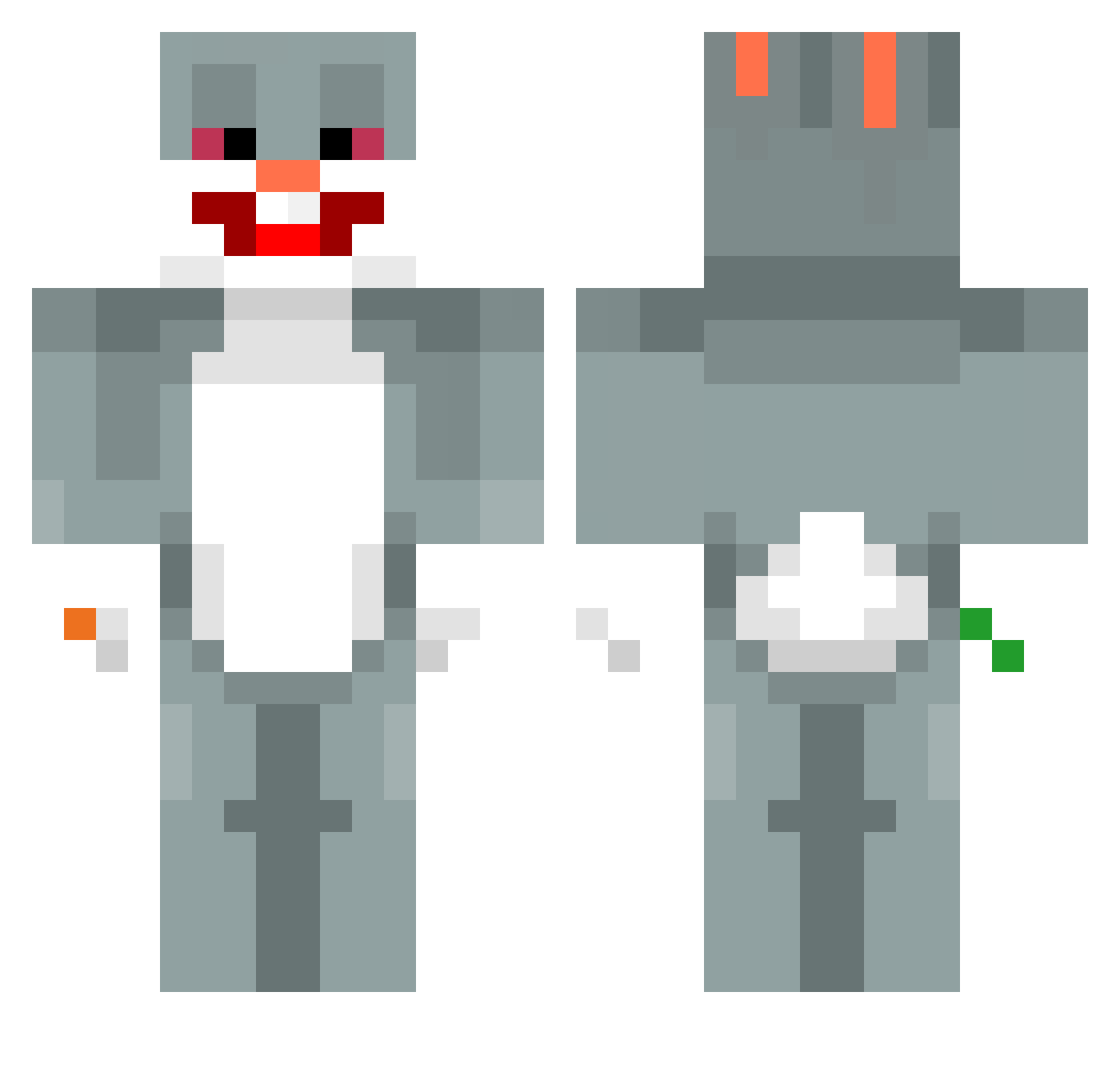 WhatsCrackinDoc Minecraft skin, front and back view