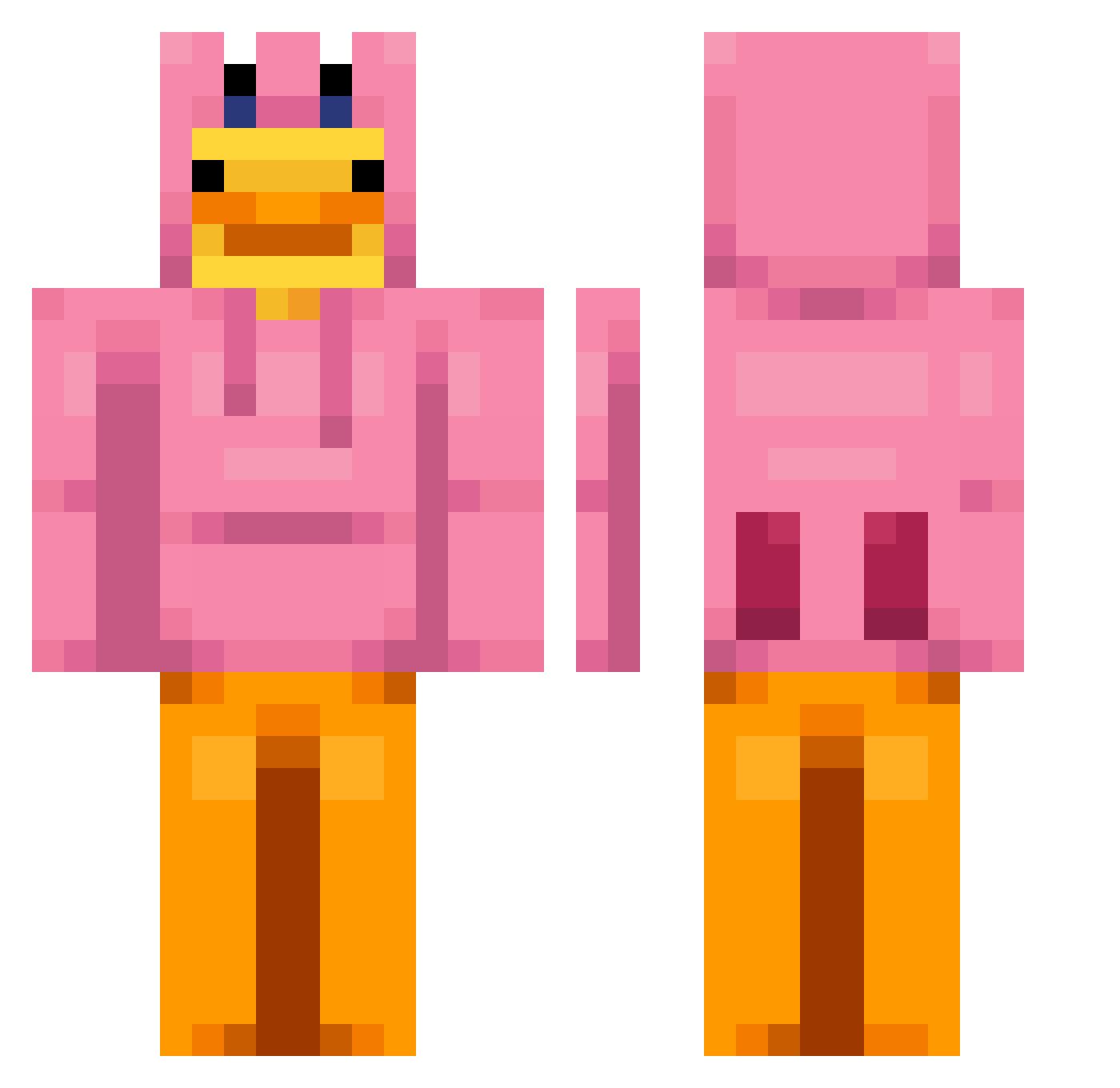 Baxr1um Minecraft skin, front and back view