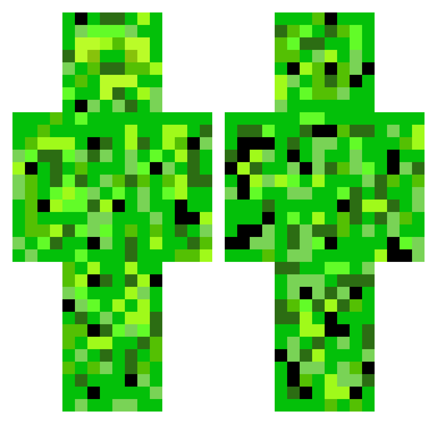 Subducted Minecraft skin, front and back view