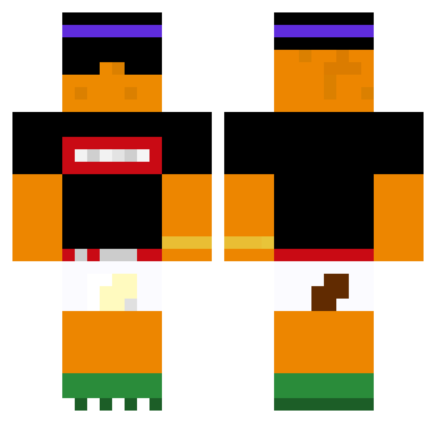 0rangeHere Minecraft skin, front and back view