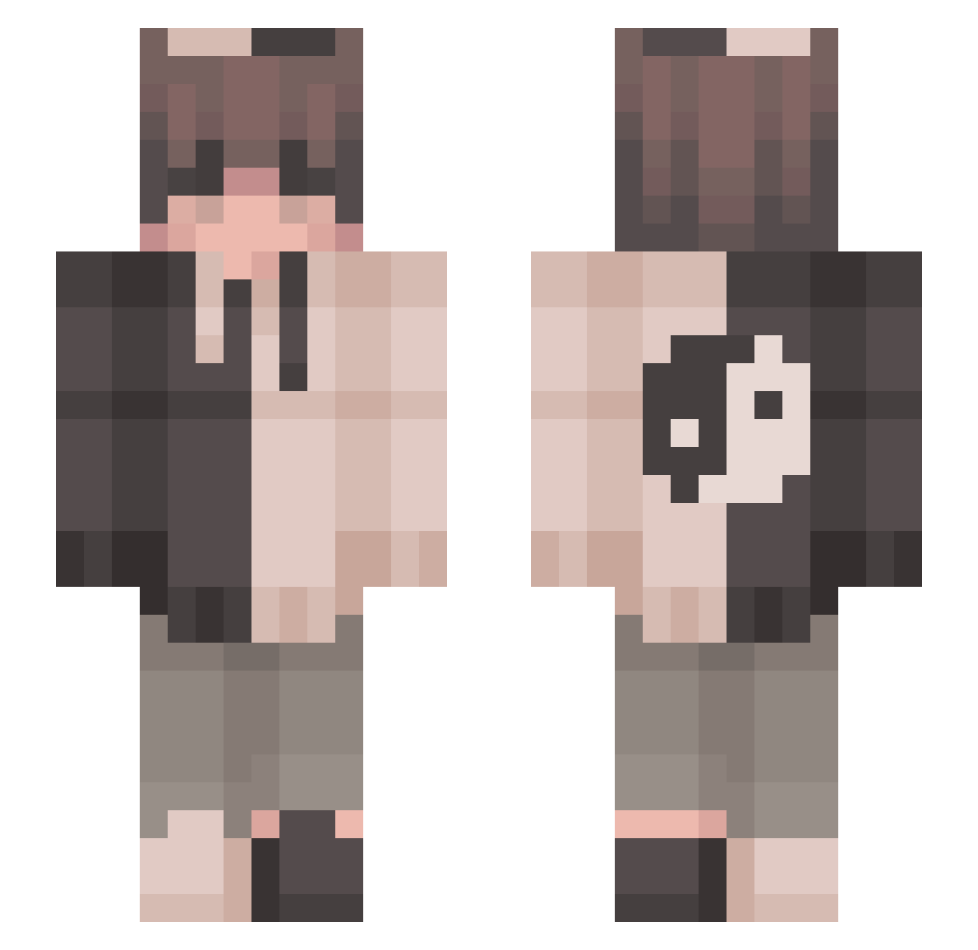 SamzRUs Minecraft skin, front and back view