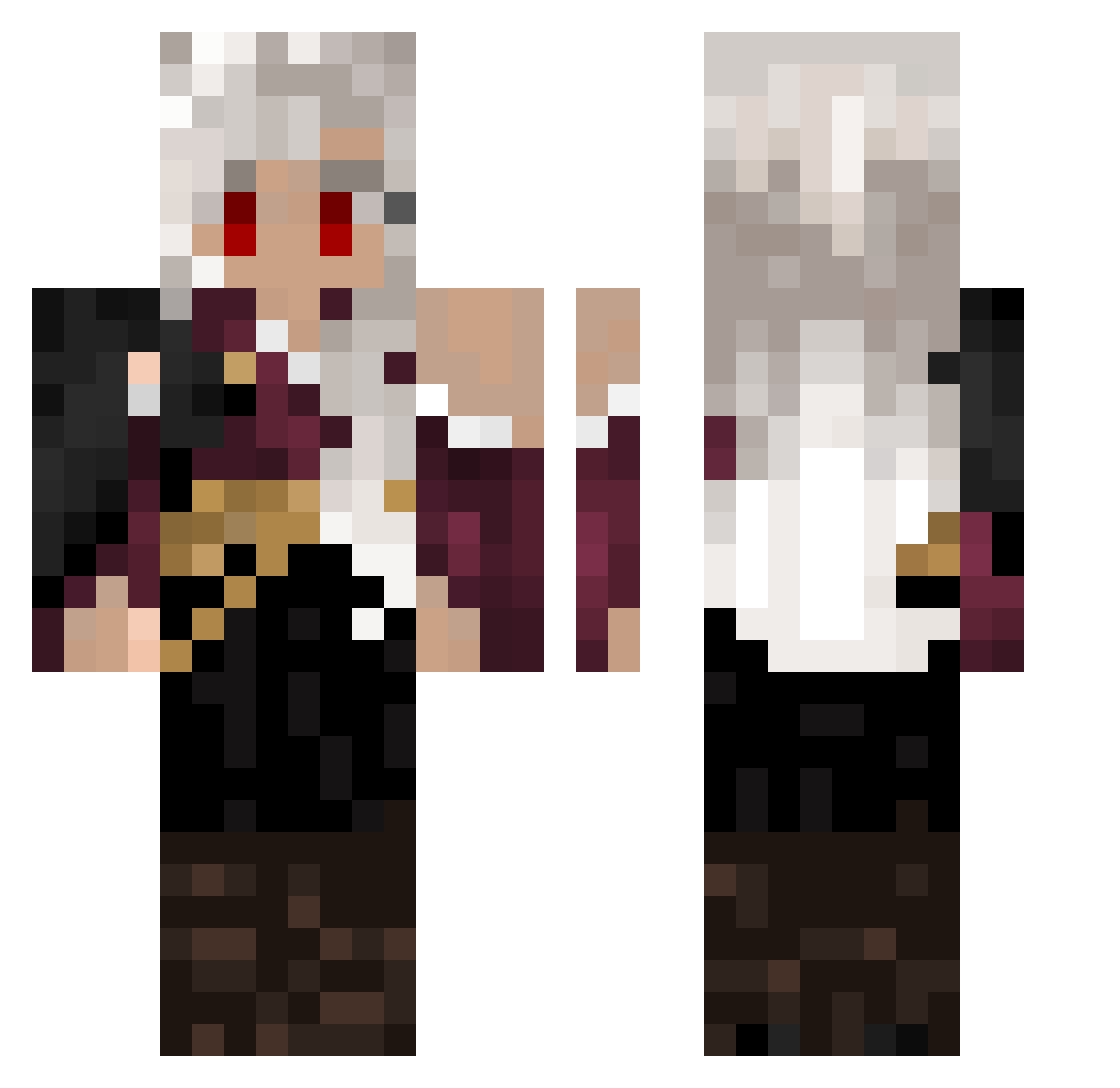 Metropolic Minecraft skin, front and back view