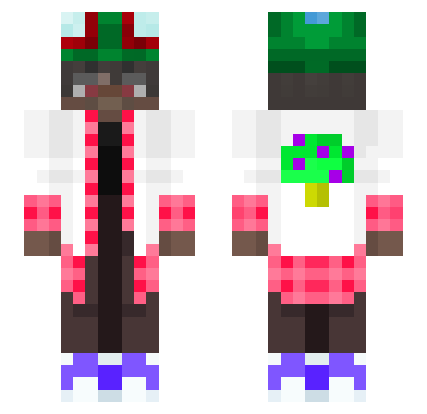 Zainzu Minecraft skin, front and back view