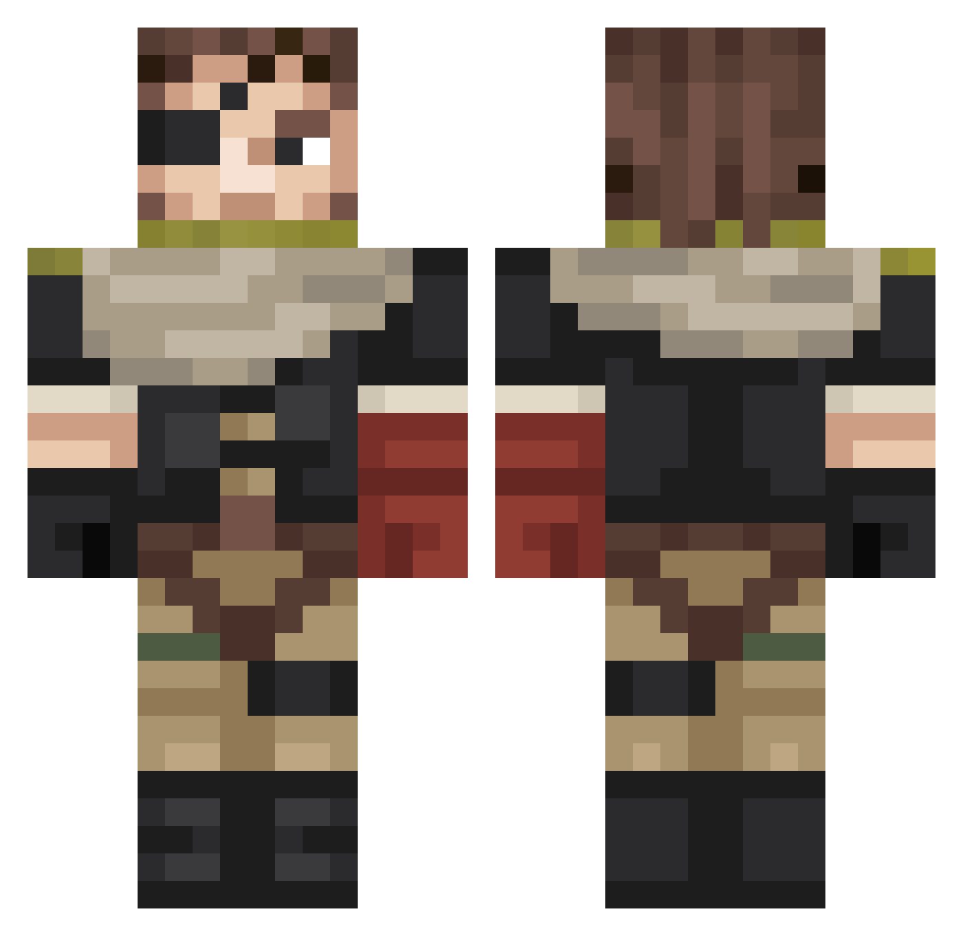 valeraunabomber Minecraft skin, front and back view