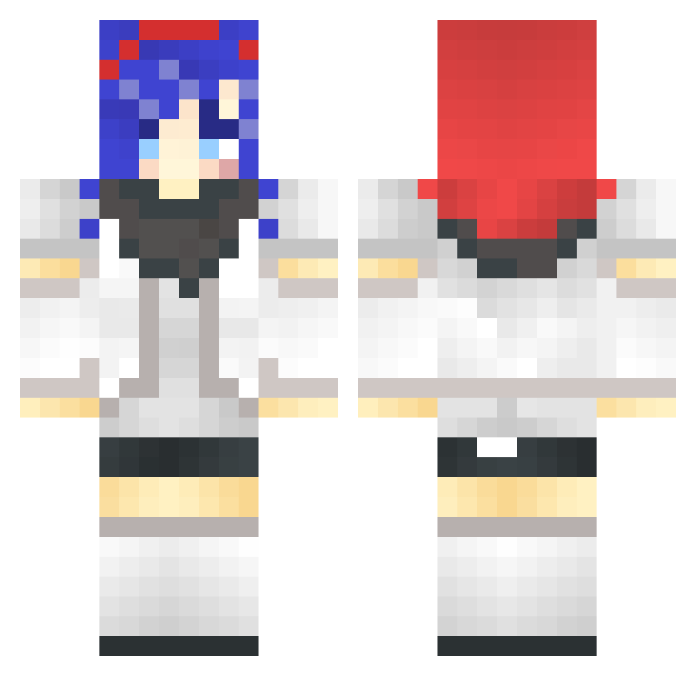 Rixunni Minecraft skin, front and back view
