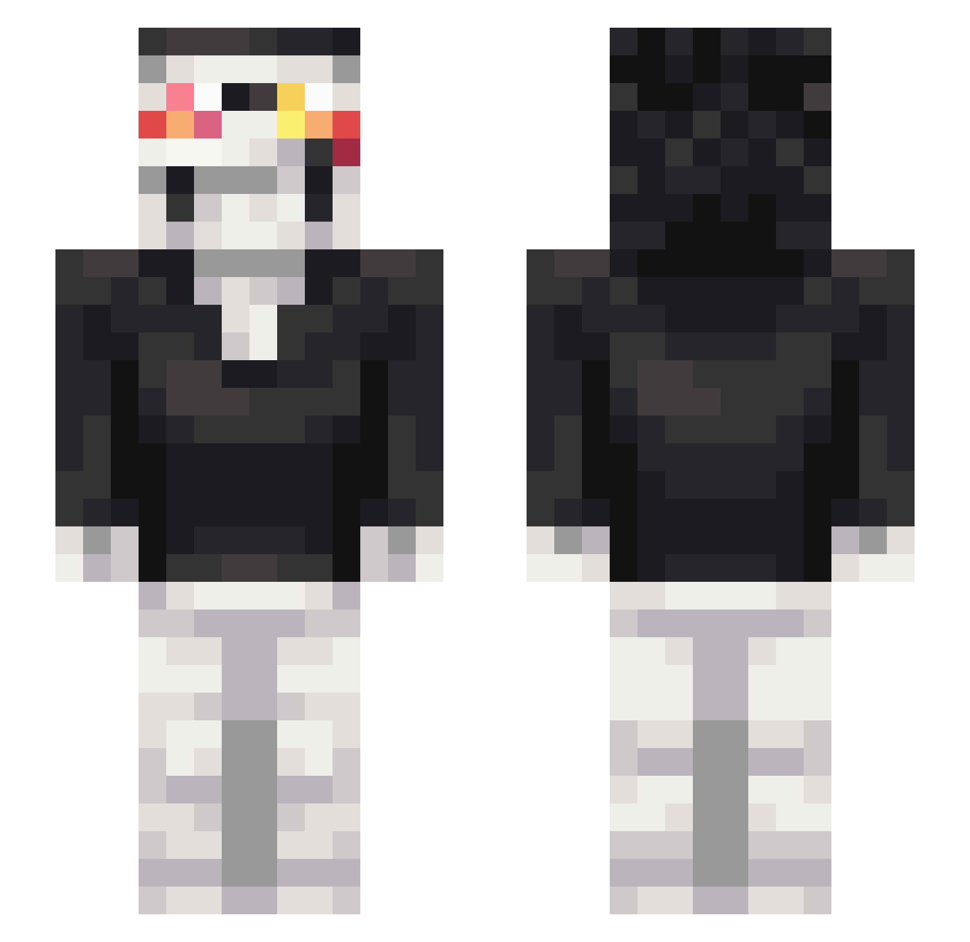 Xejusko Minecraft skin, front and back view