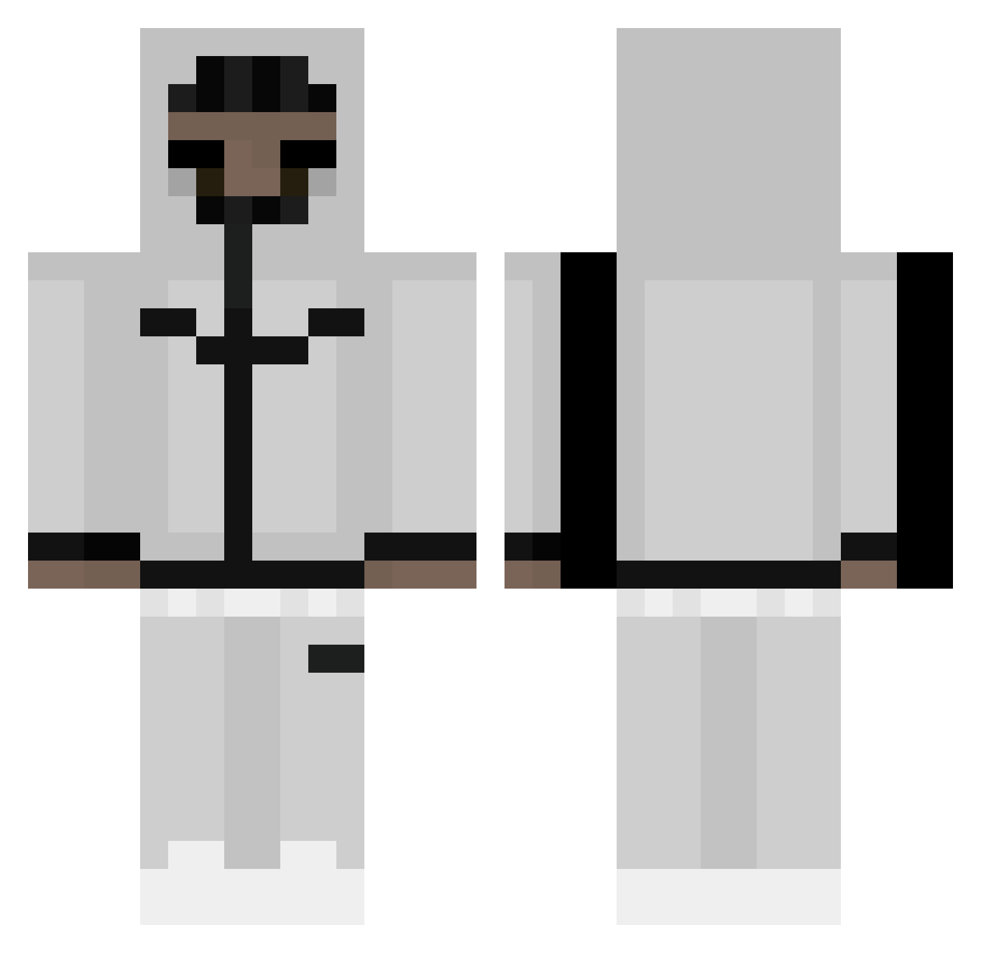 Mxnxttl Minecraft skin, front and back view
