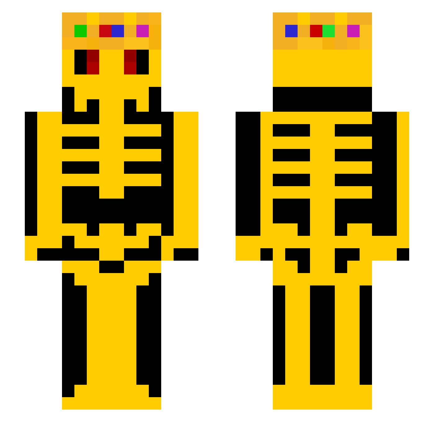 Mekinu Minecraft skin, front and back view