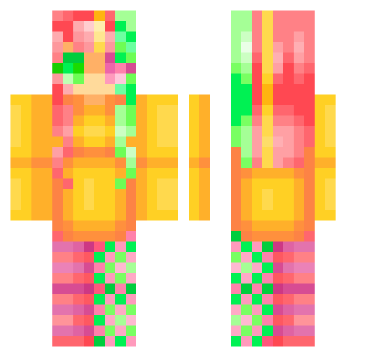 Chrysolite Minecraft skin, front and back view
