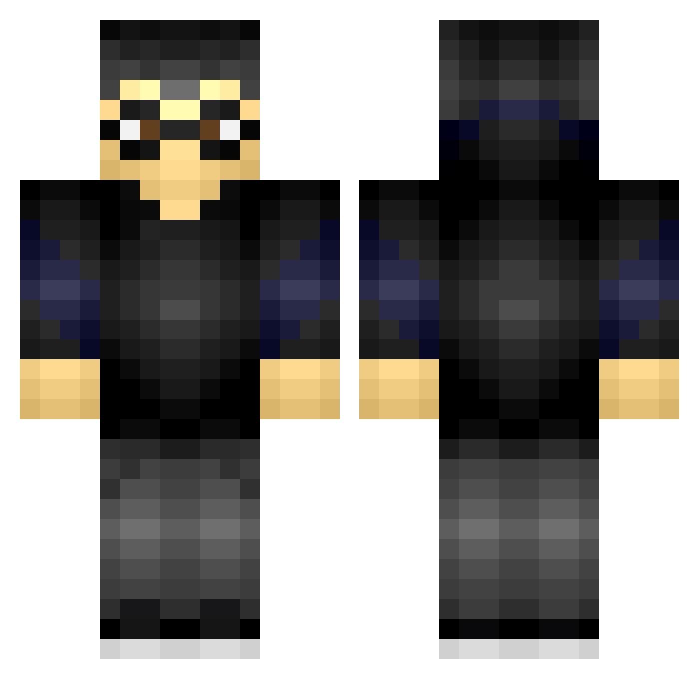 Swung Minecraft skin, front and back view