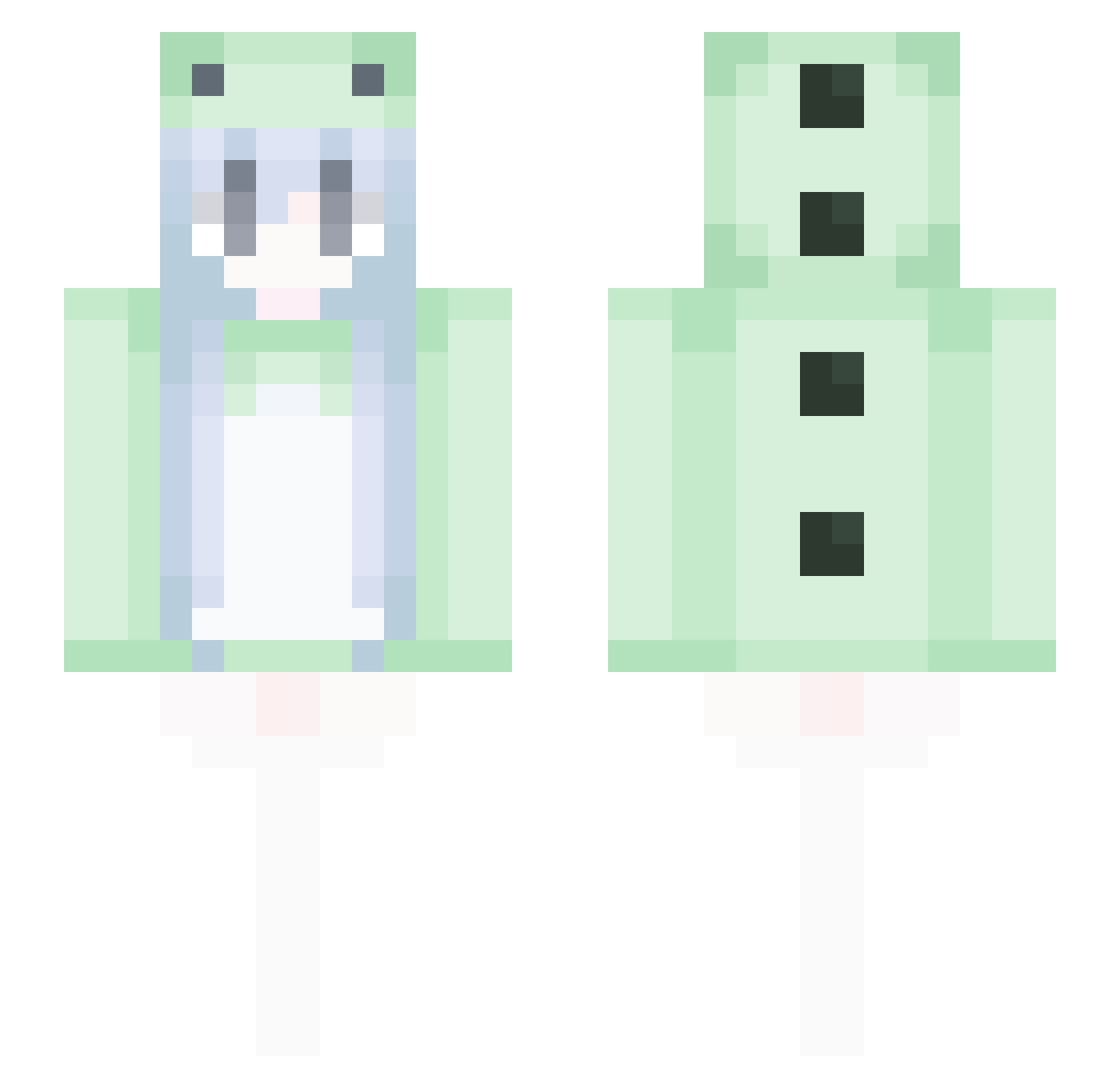 rafaBae Minecraft skin, front and back view