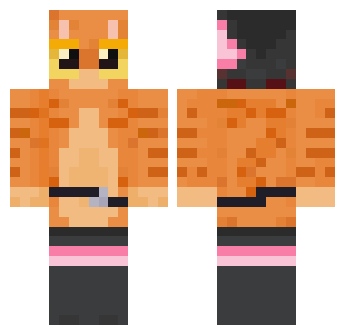 Skythi Minecraft skin, front and back view