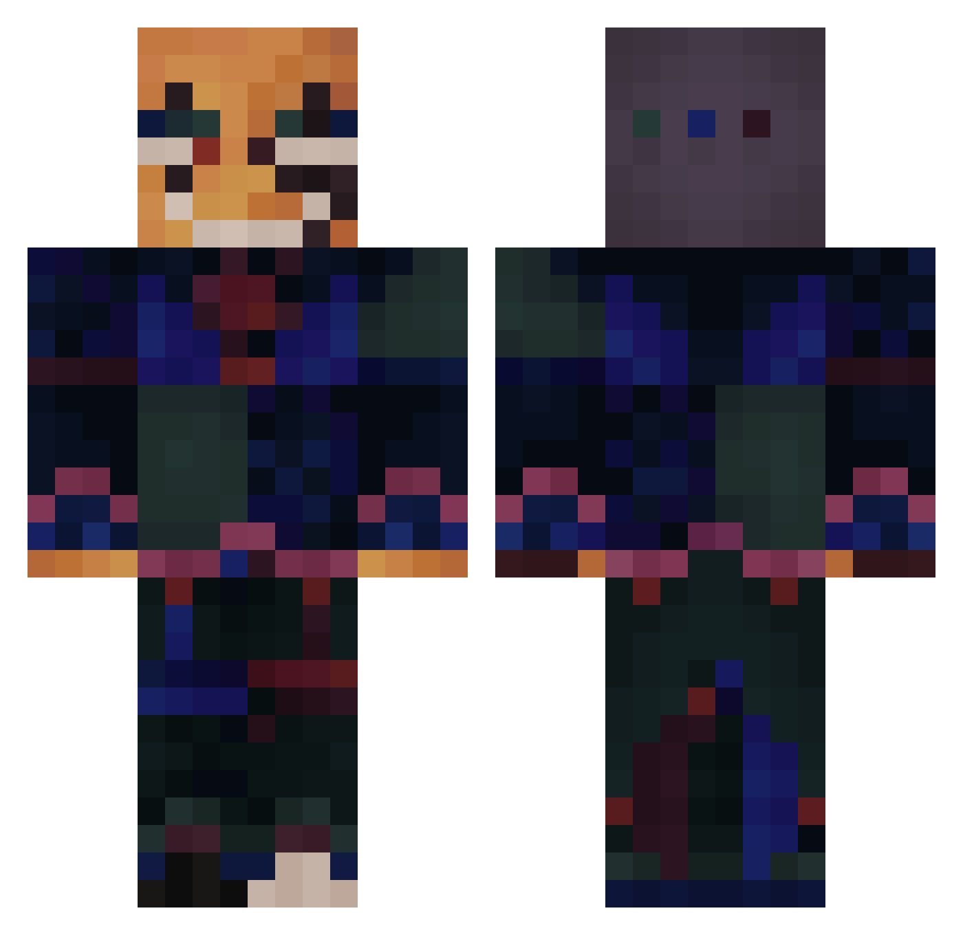 void_xp Minecraft skin, front and back view