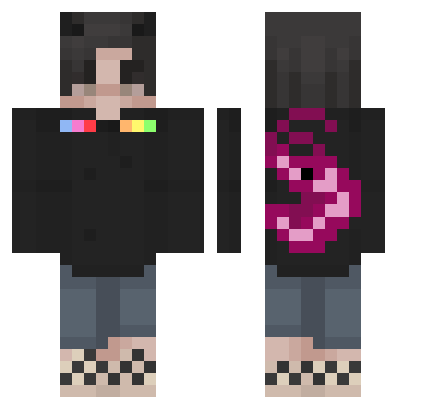 FqcK2_ Minecraft skin, front and back view