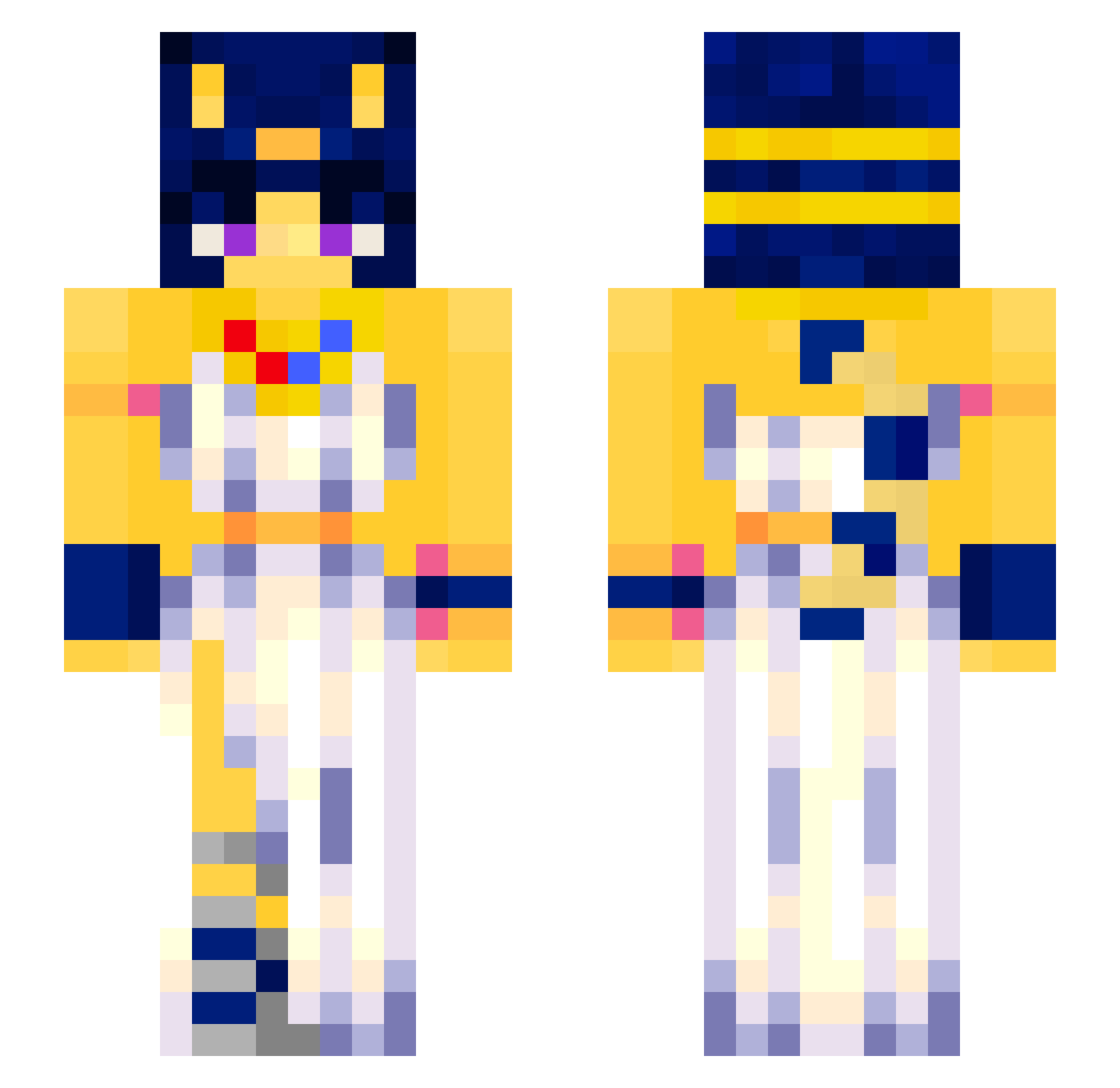 JumpyWizard321 Minecraft skin, front and back view