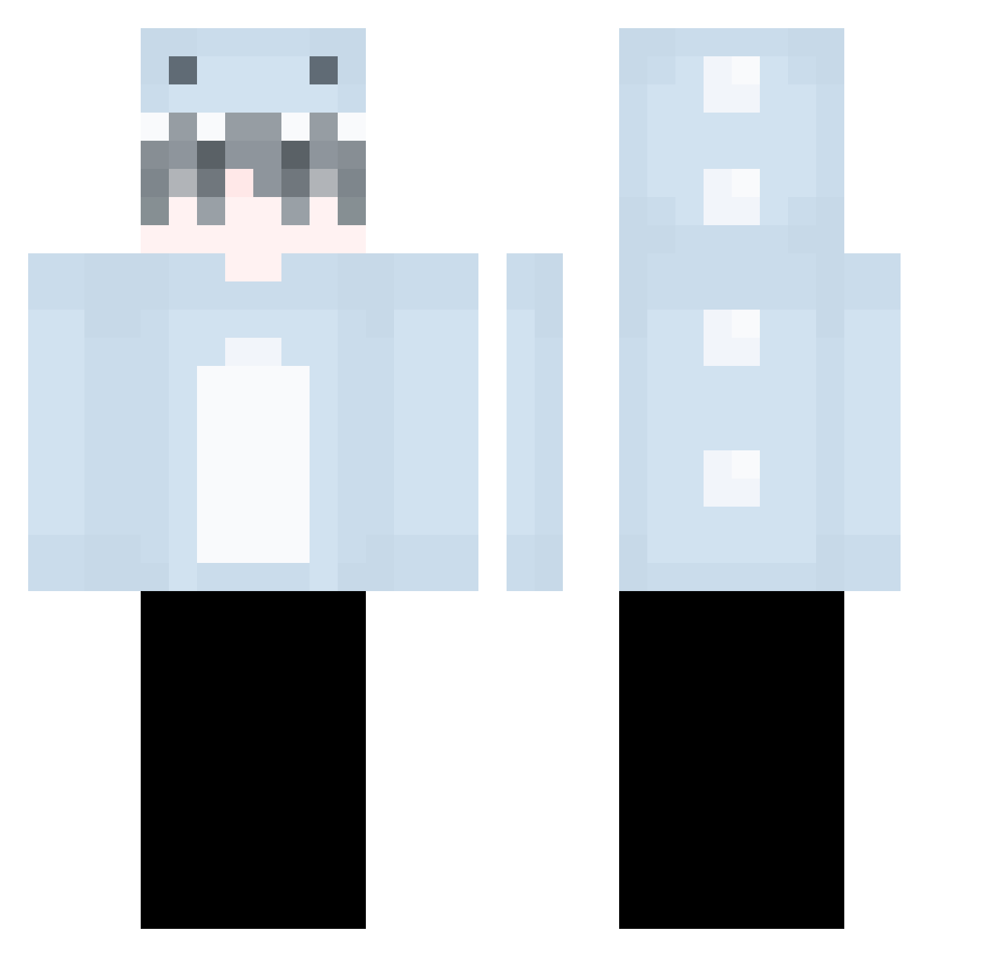 biki7 Minecraft skin, front and back view