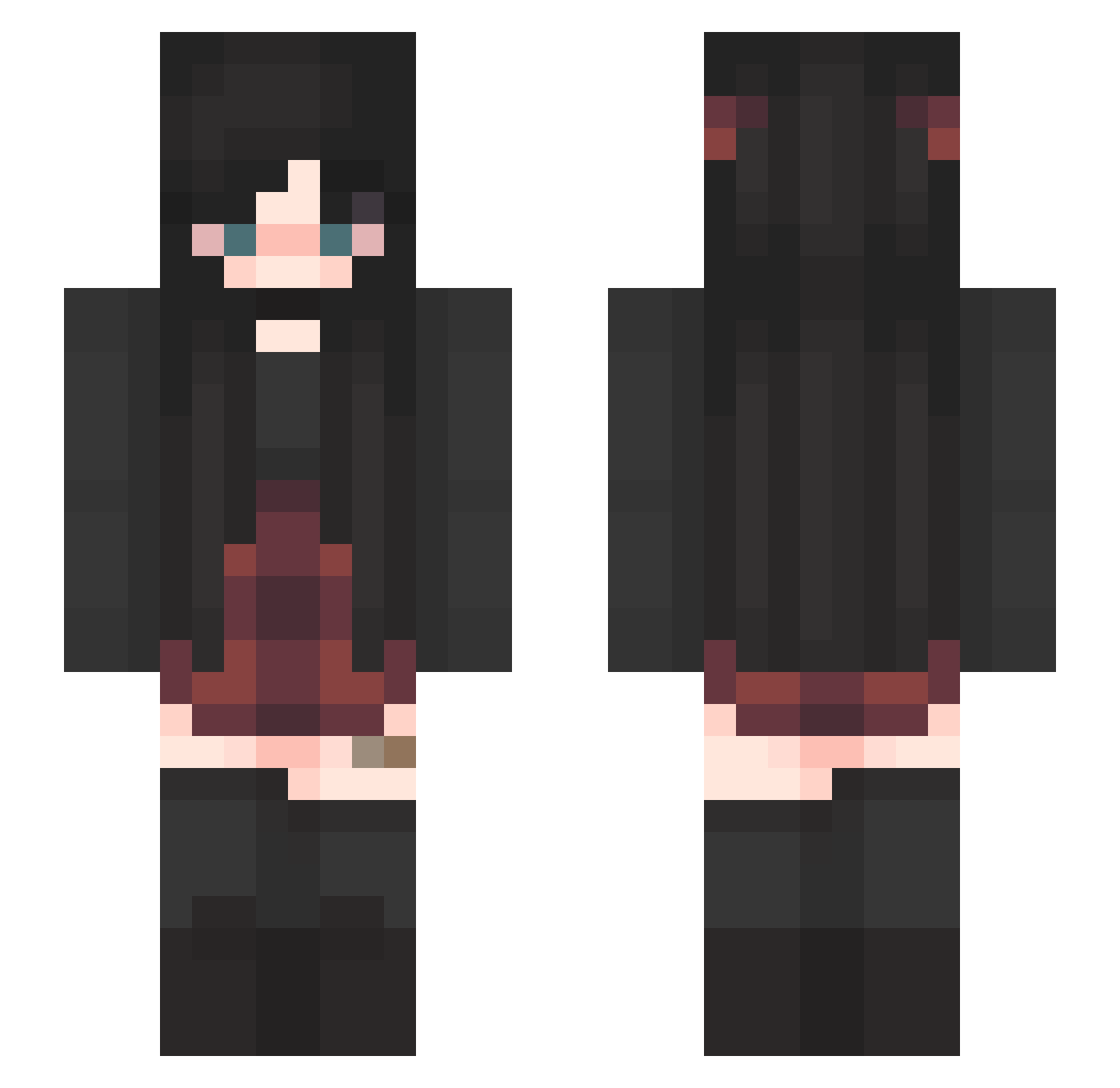 zunixii Minecraft skin, front and back view