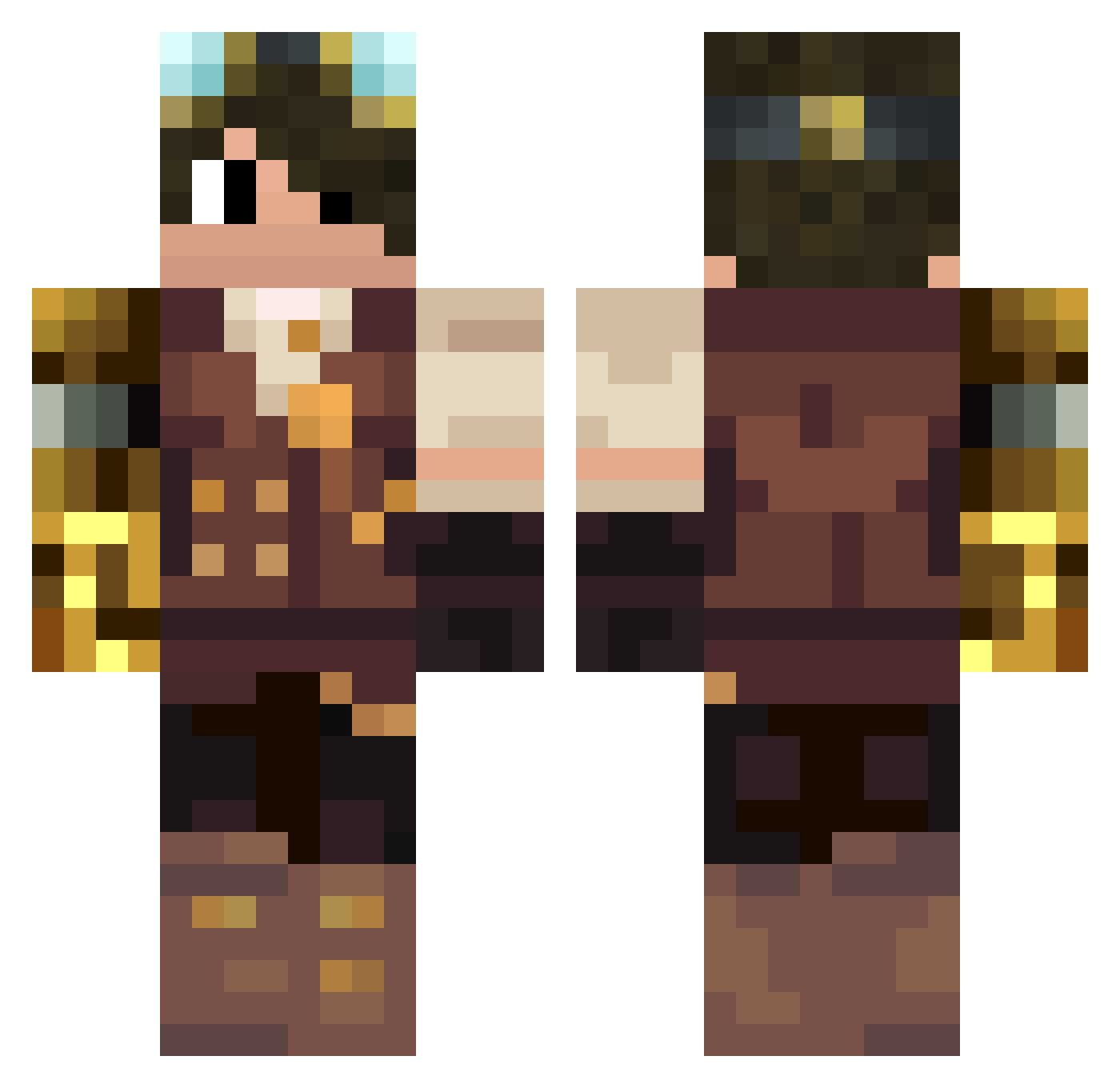 SmilingGator Minecraft skin, front and back view
