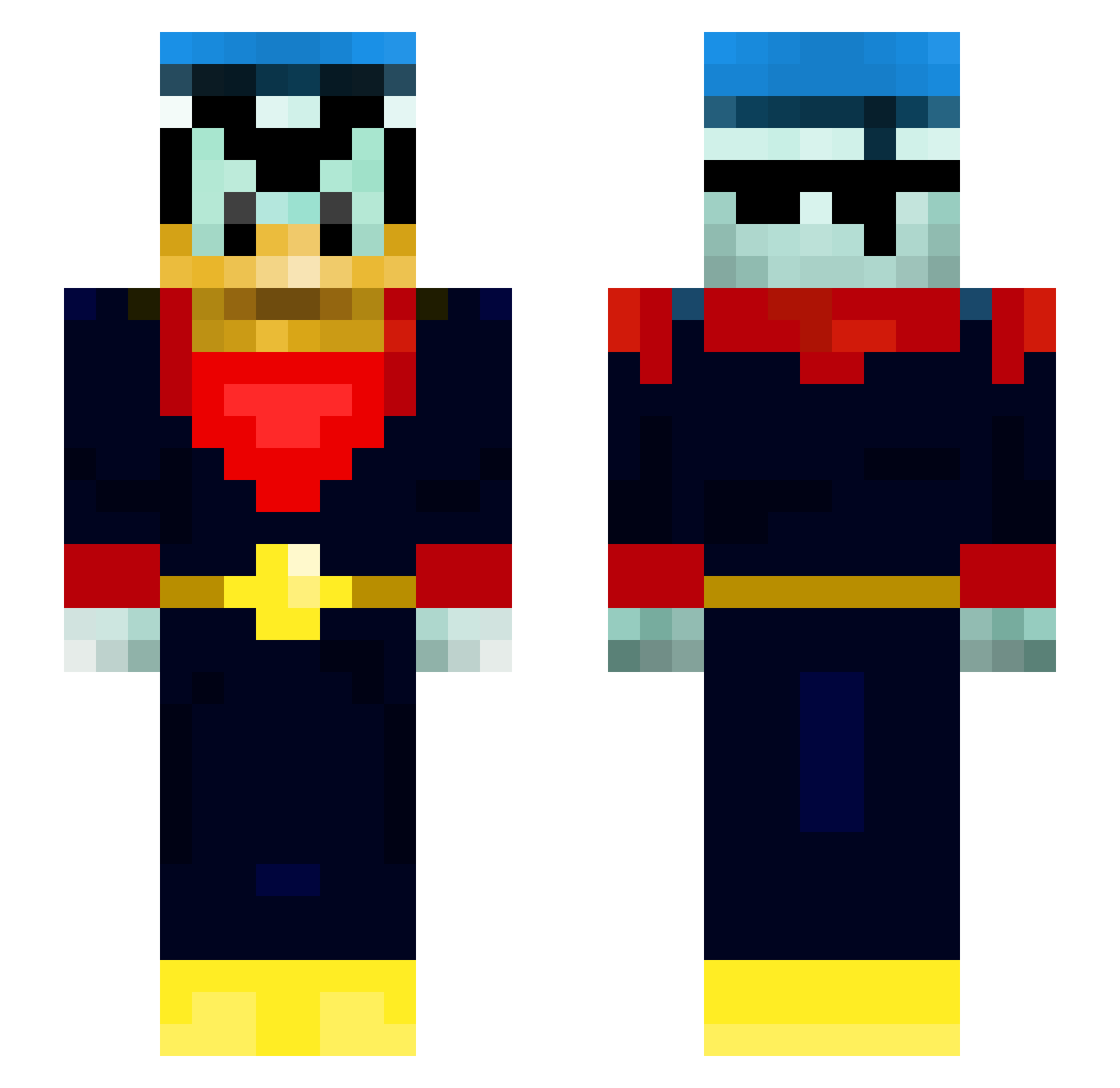zKr0n0s Minecraft skin, front and back view