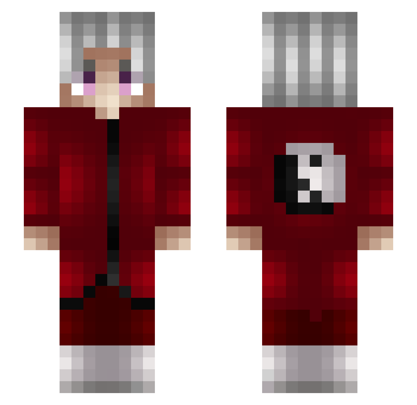 VitaxxZeppeli Minecraft skin, front and back view