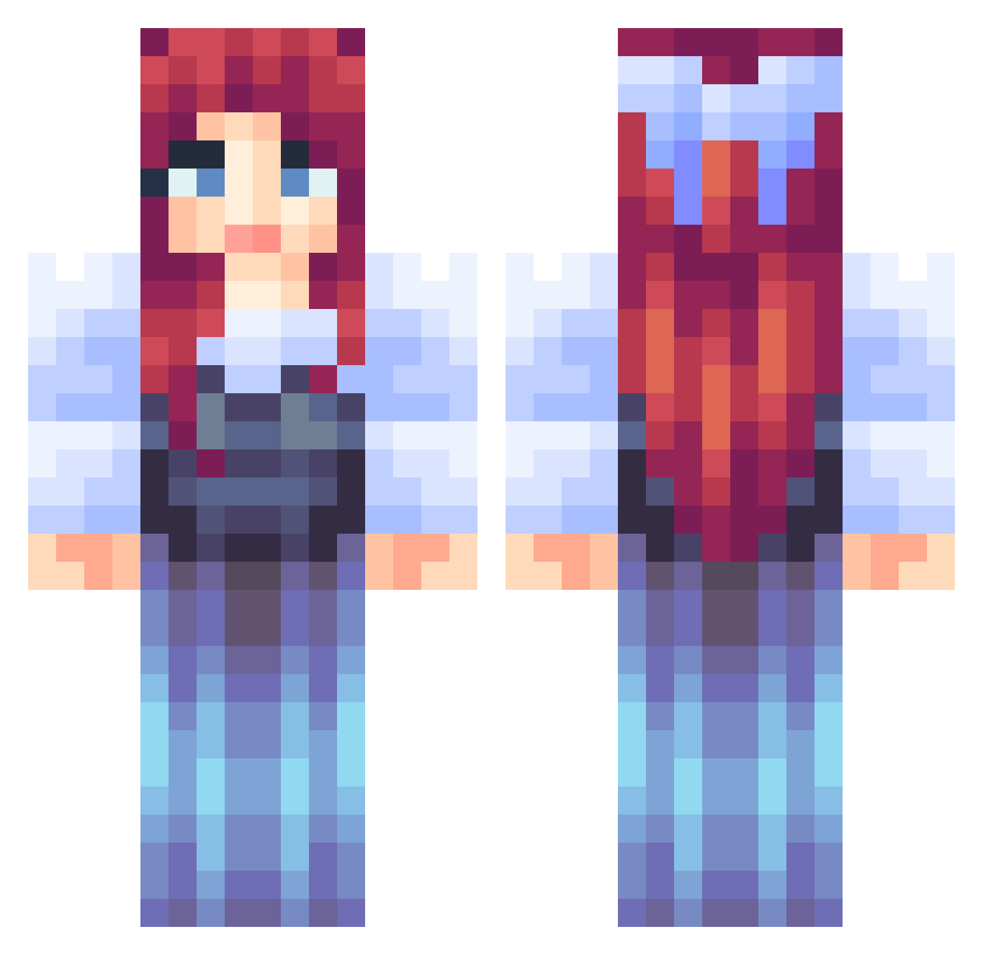 Hildegaard Minecraft skin, front and back view