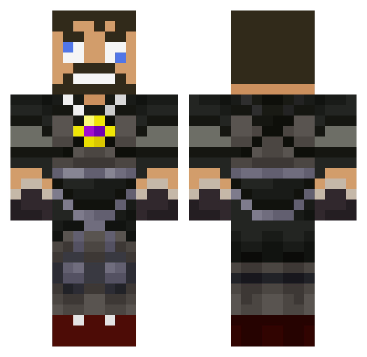 peacoats Minecraft skin, front and back view