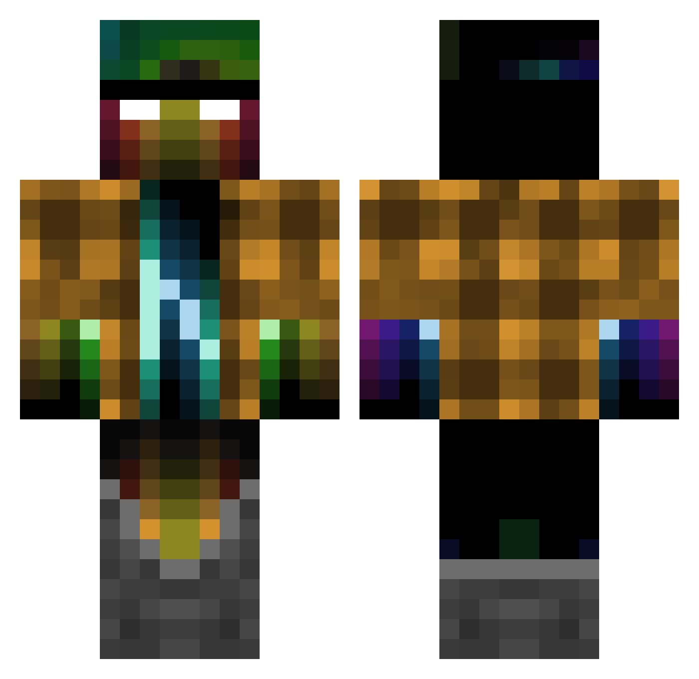 XoooLander Minecraft skin, front and back view