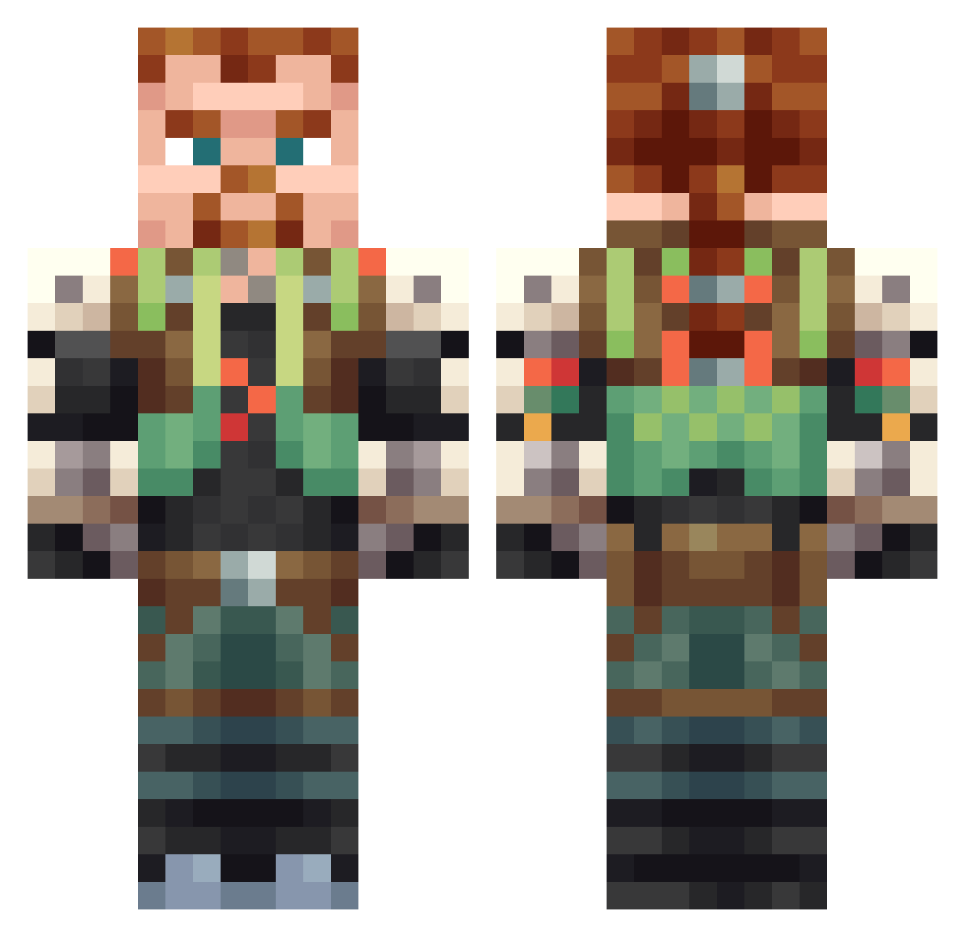Shemhaza Minecraft skin, front and back view