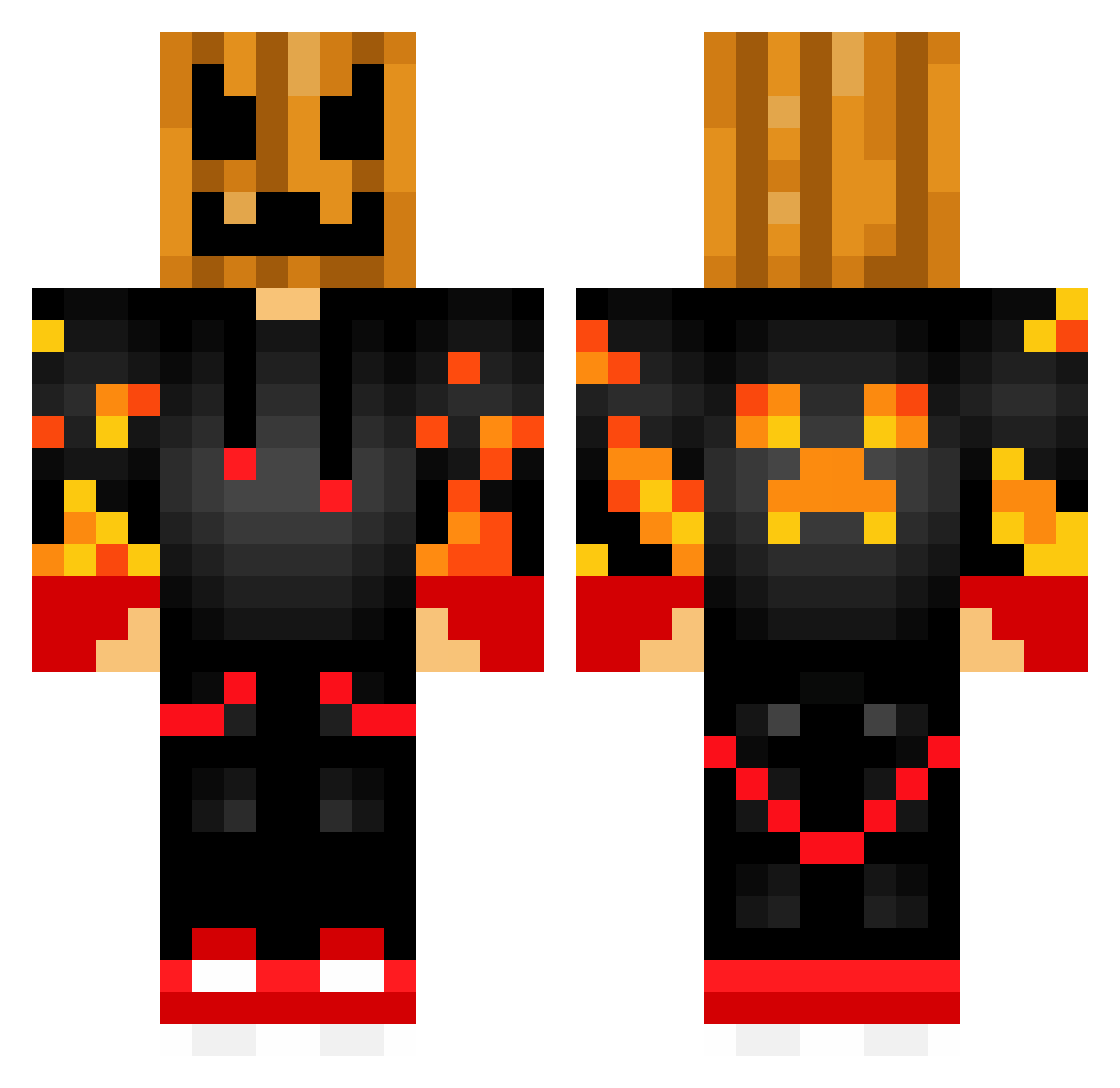 MGLY Minecraft skin, front and back view
