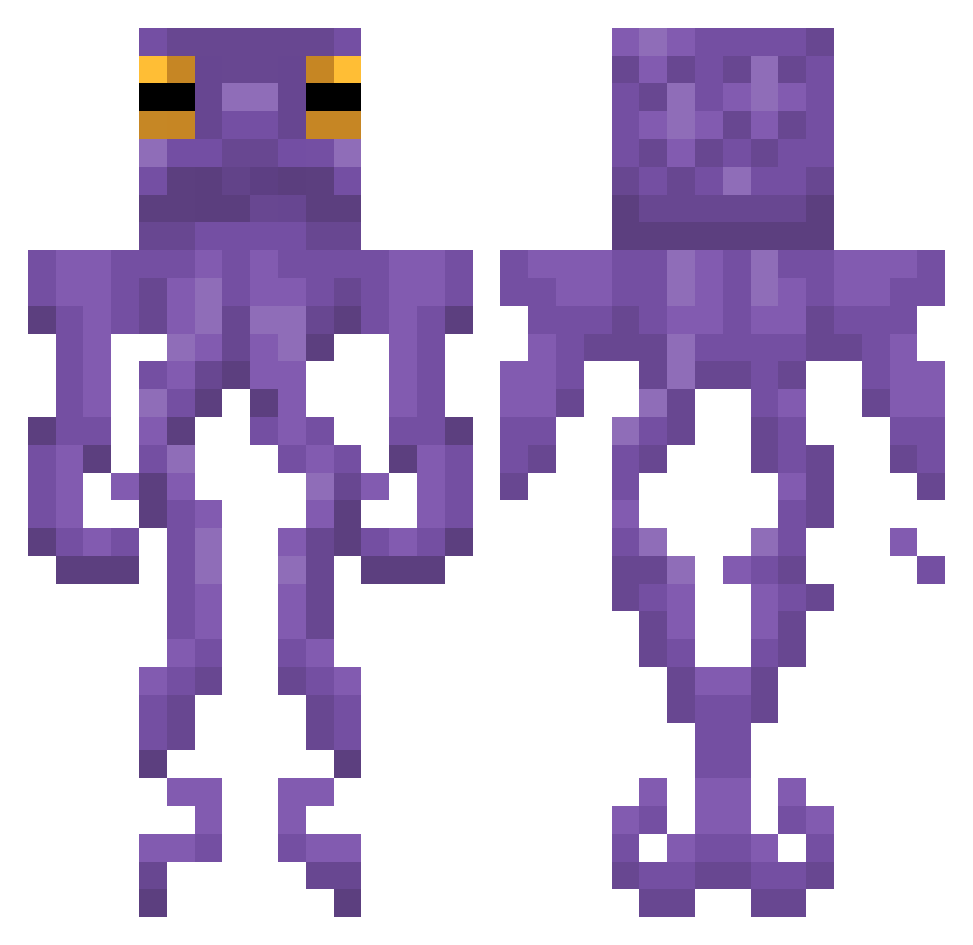 Cephalopoda Minecraft skin, front and back view