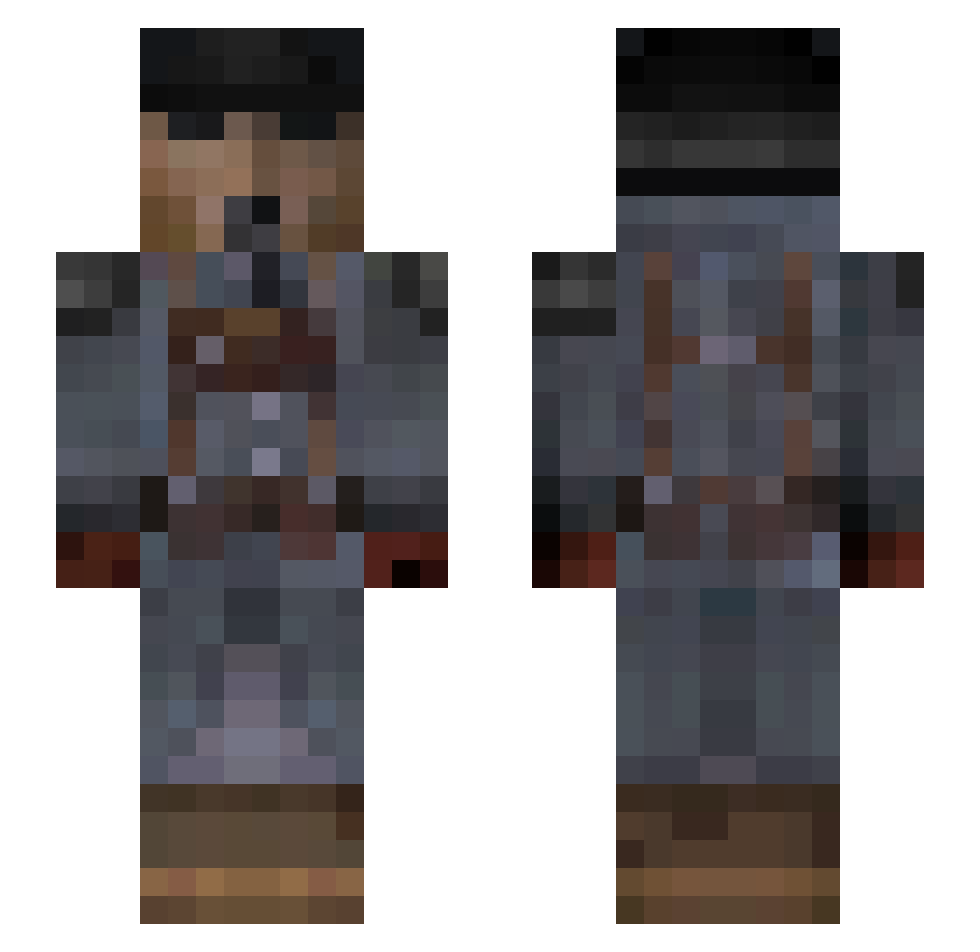 xkrab10 Minecraft skin, front and back view
