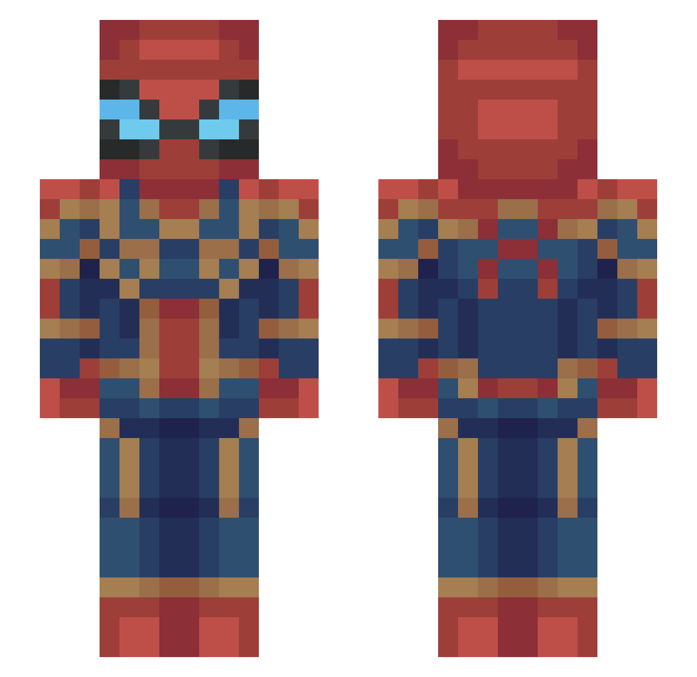 Aerialsss Minecraft skin, front and back view