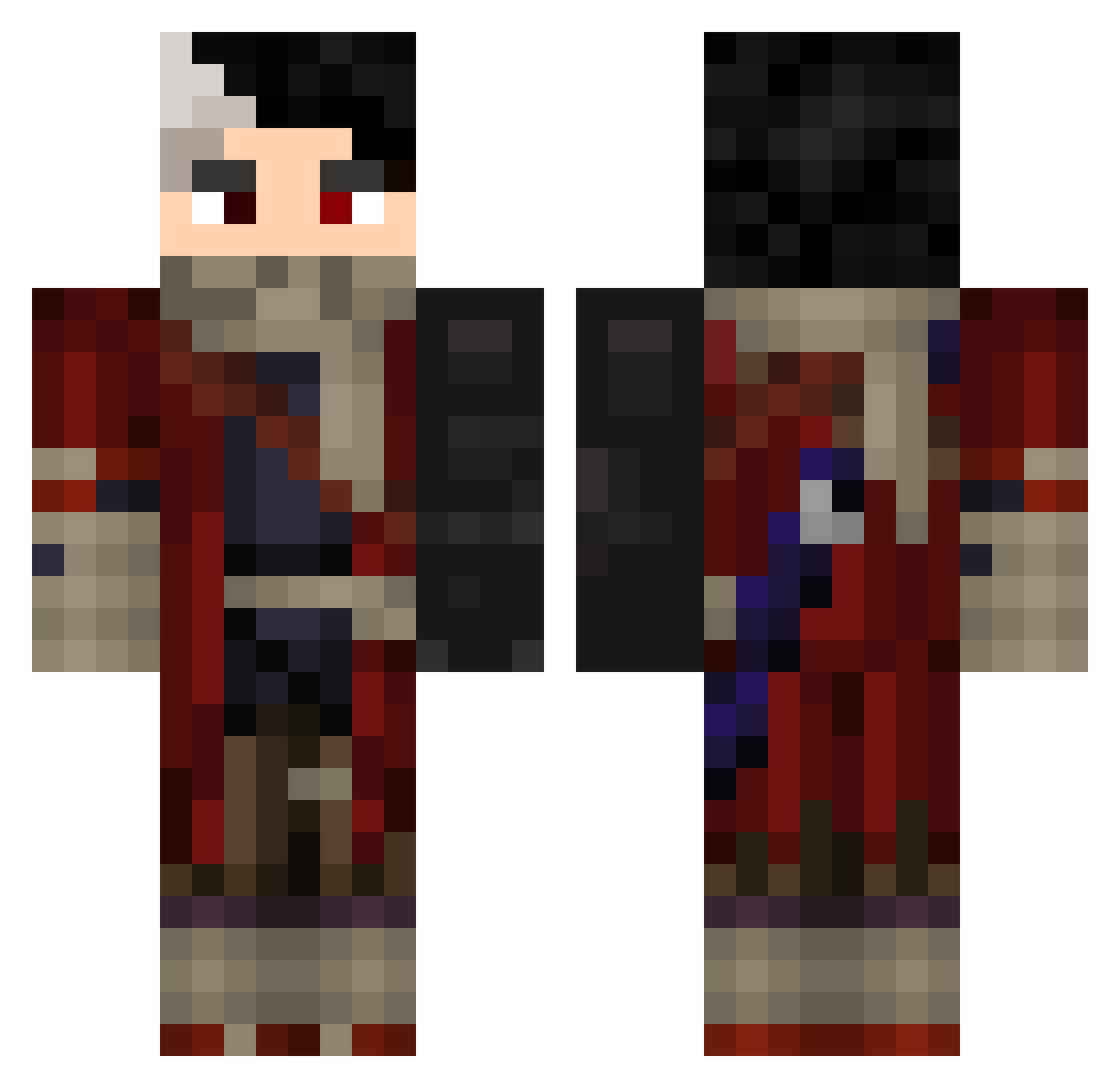 Shinobio Minecraft skin, front and back view
