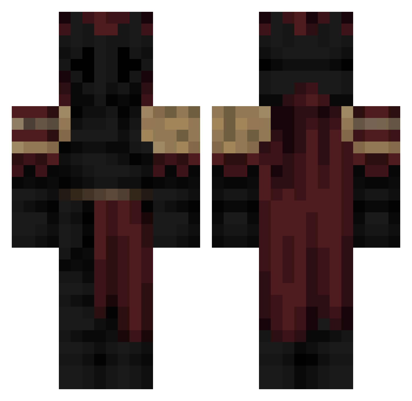 uchihada Minecraft skin, front and back view
