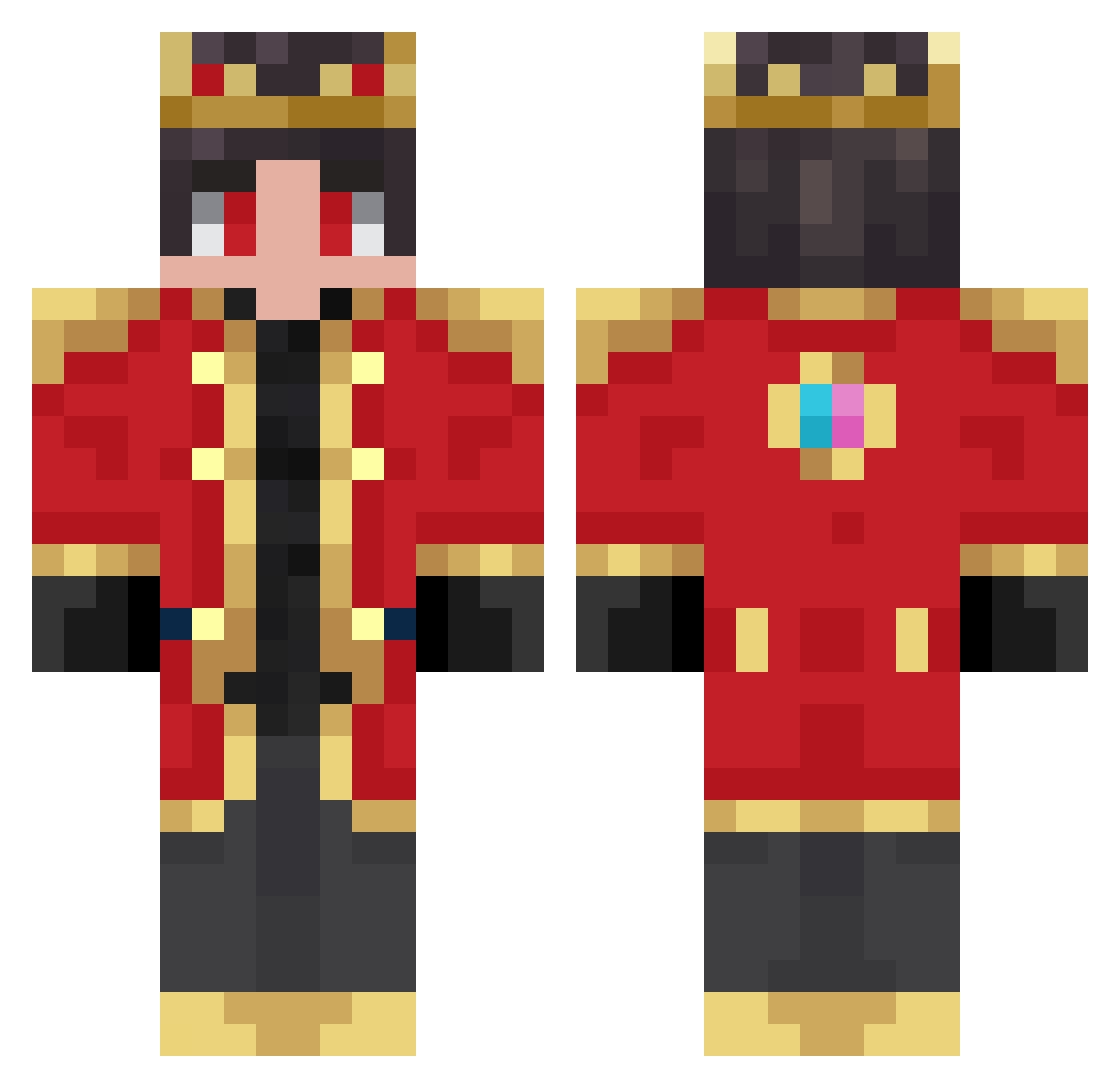 WarlyckZ Minecraft skin, front and back view