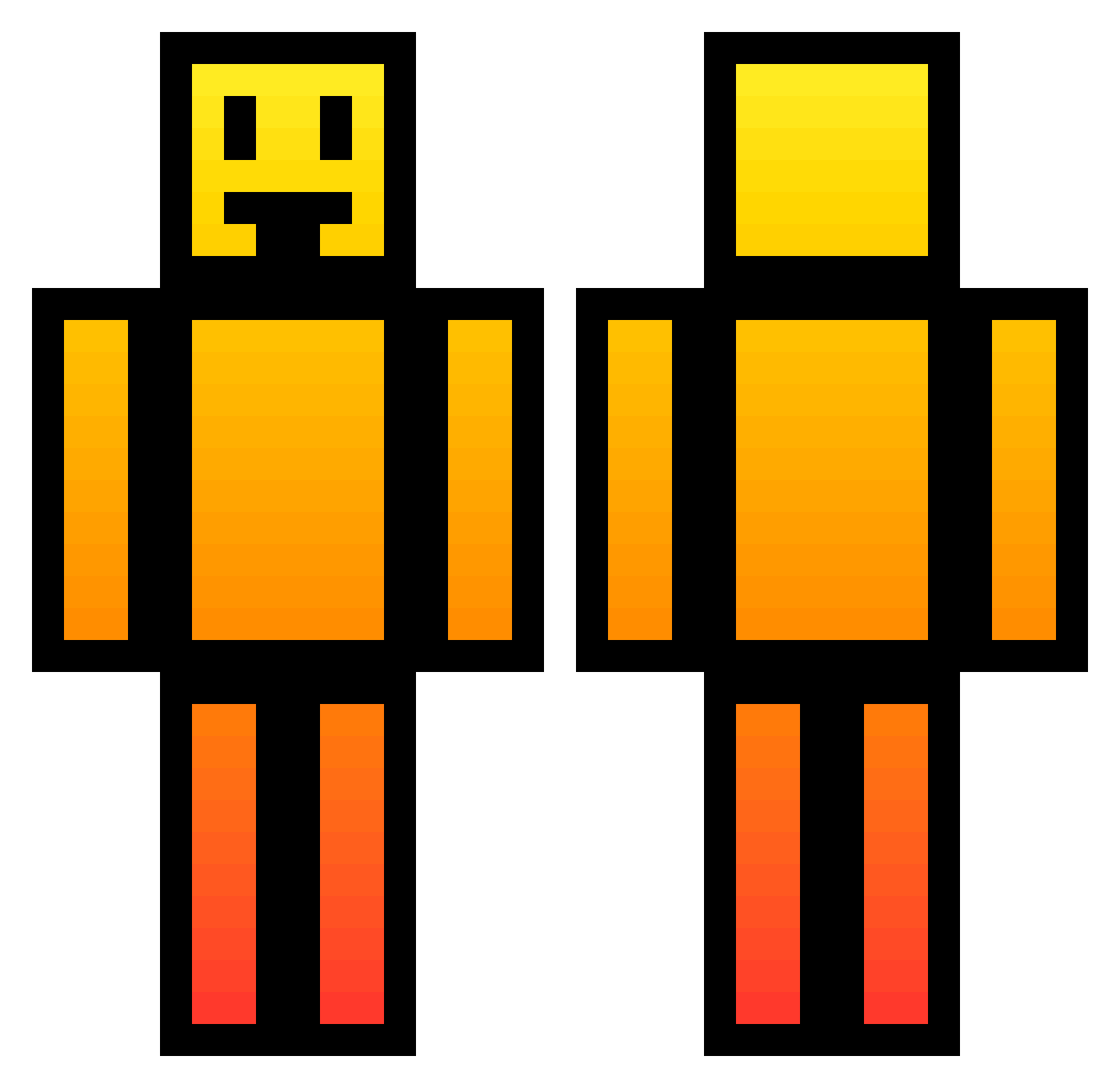 POTETA Minecraft skin, front and back view