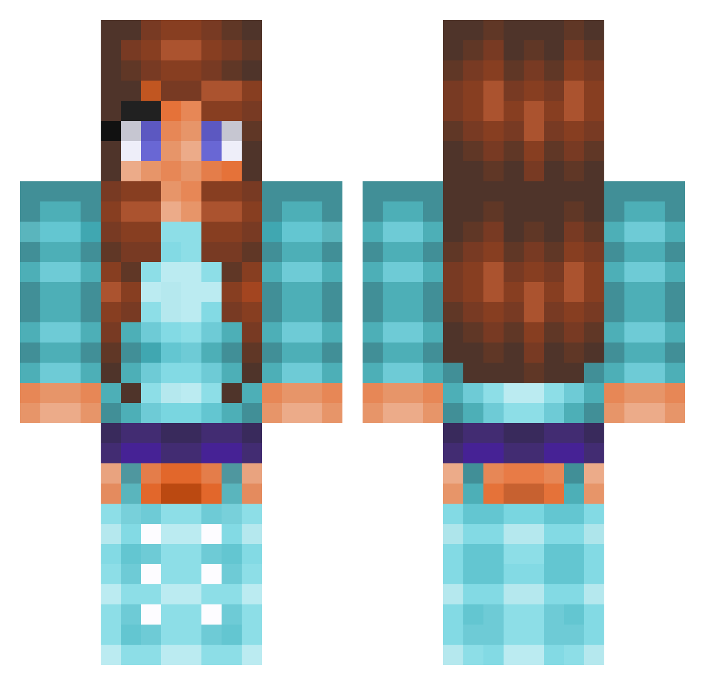 Solver Minecraft skin, front and back view
